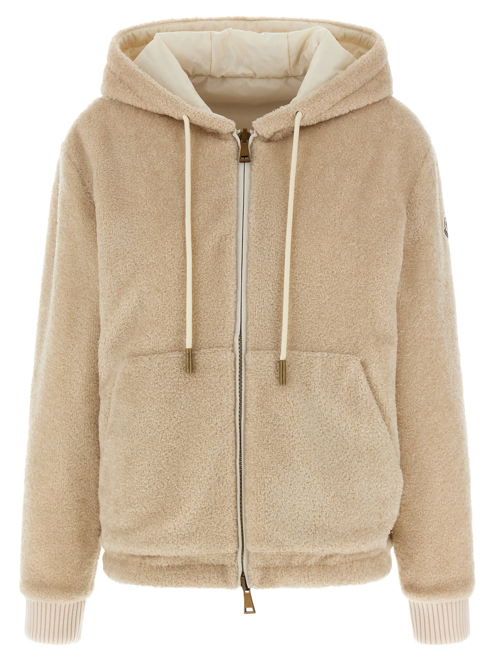 Moncler Reversible Hooded Fleece And Shell Cardigan In Multi