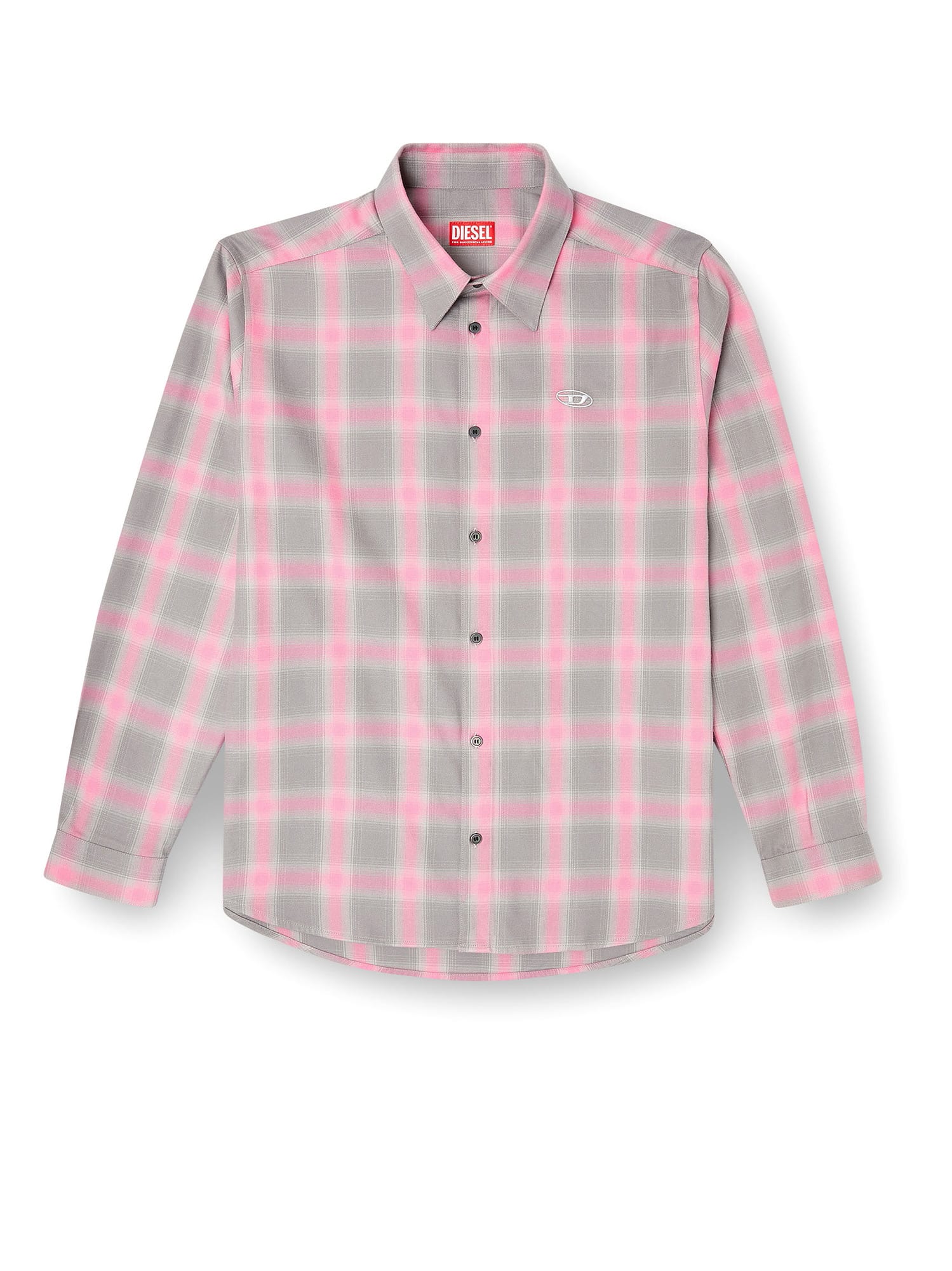 Diesel Men S-simply Check Cotton Blend Shirt In Gray