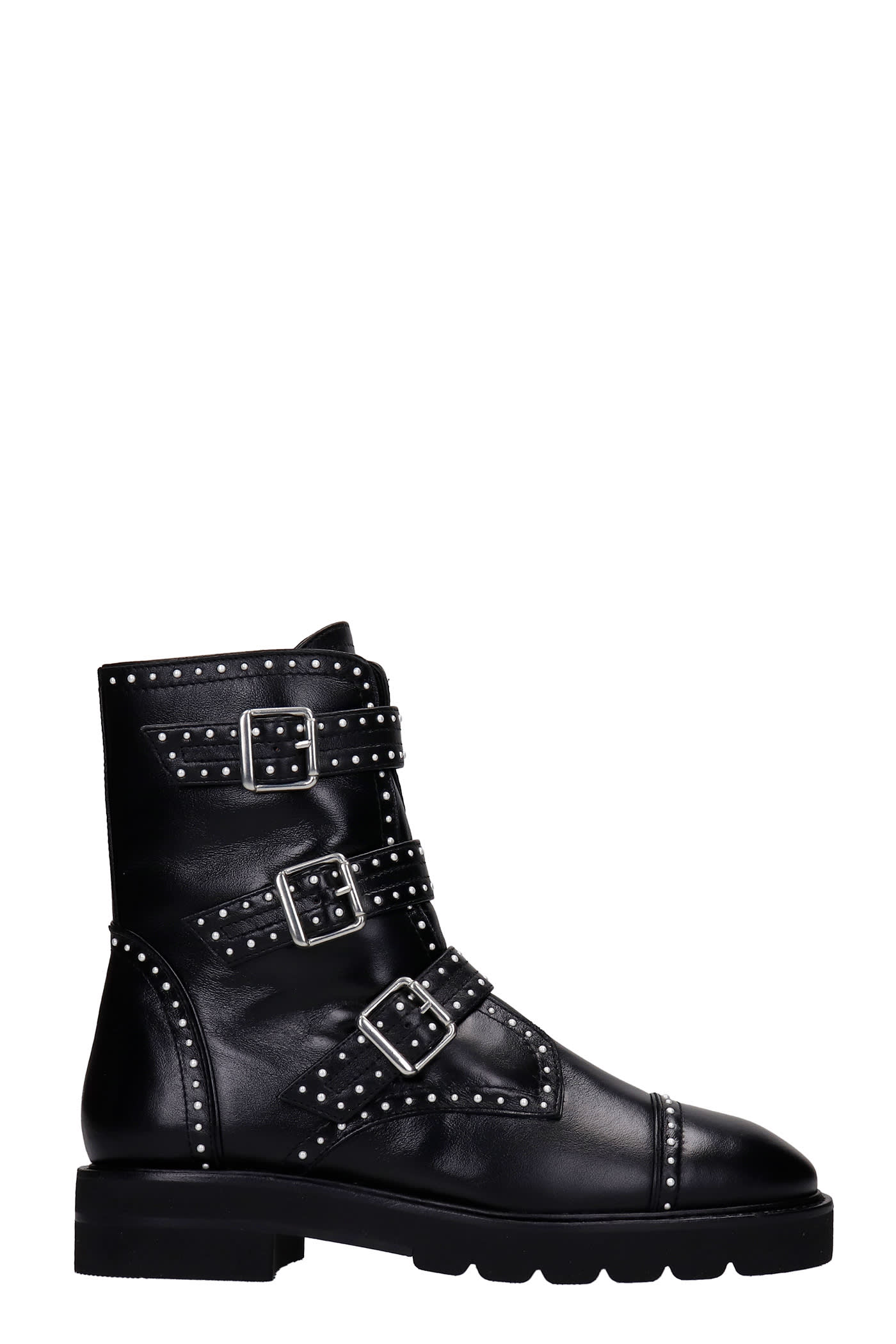 Buy Stuart Weitzman Jesse Combat Boots In Black Leather online, shop Stuart Weitzman shoes with free shipping
