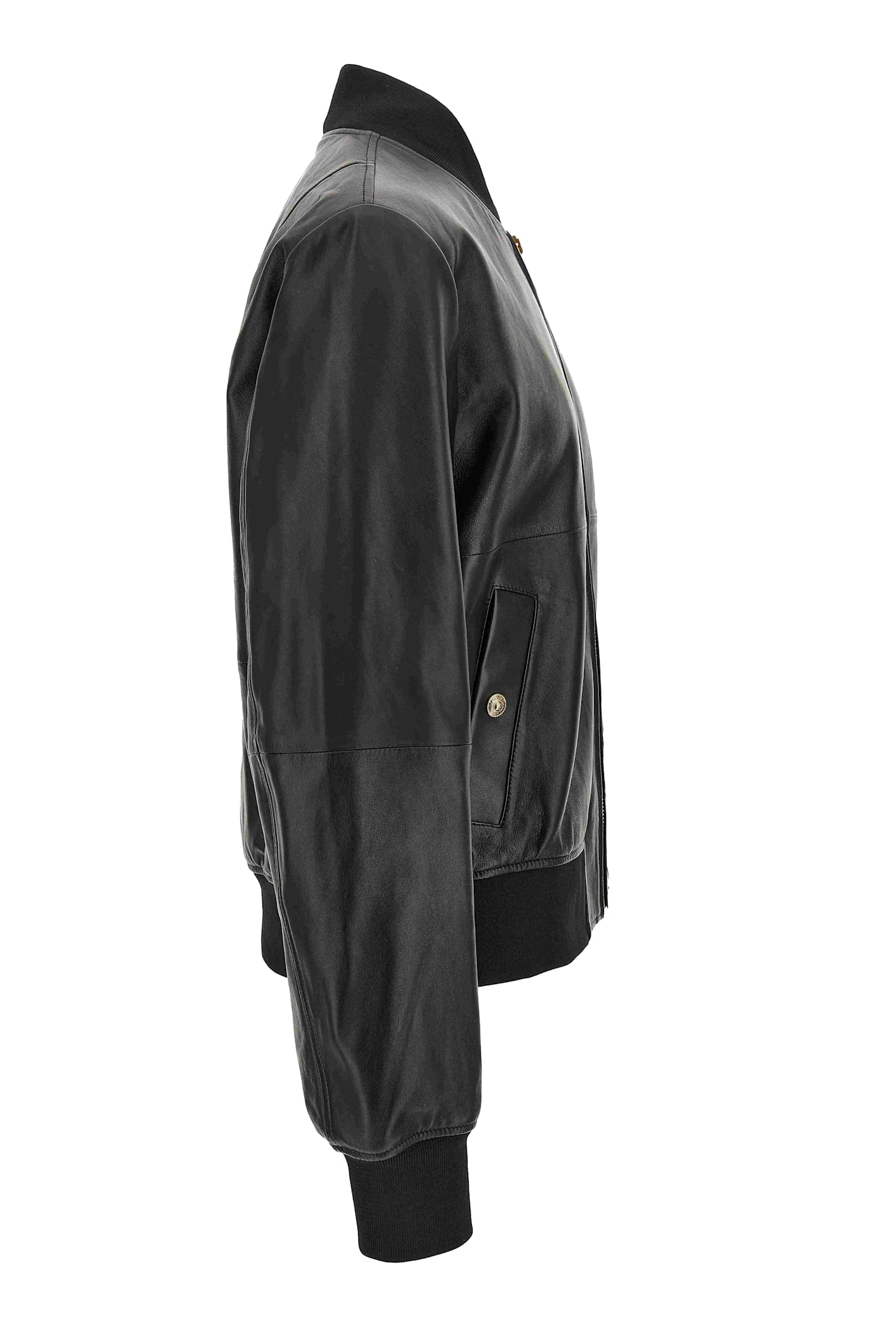 Shop Versace Jeans Couture Leather Jacket In Black