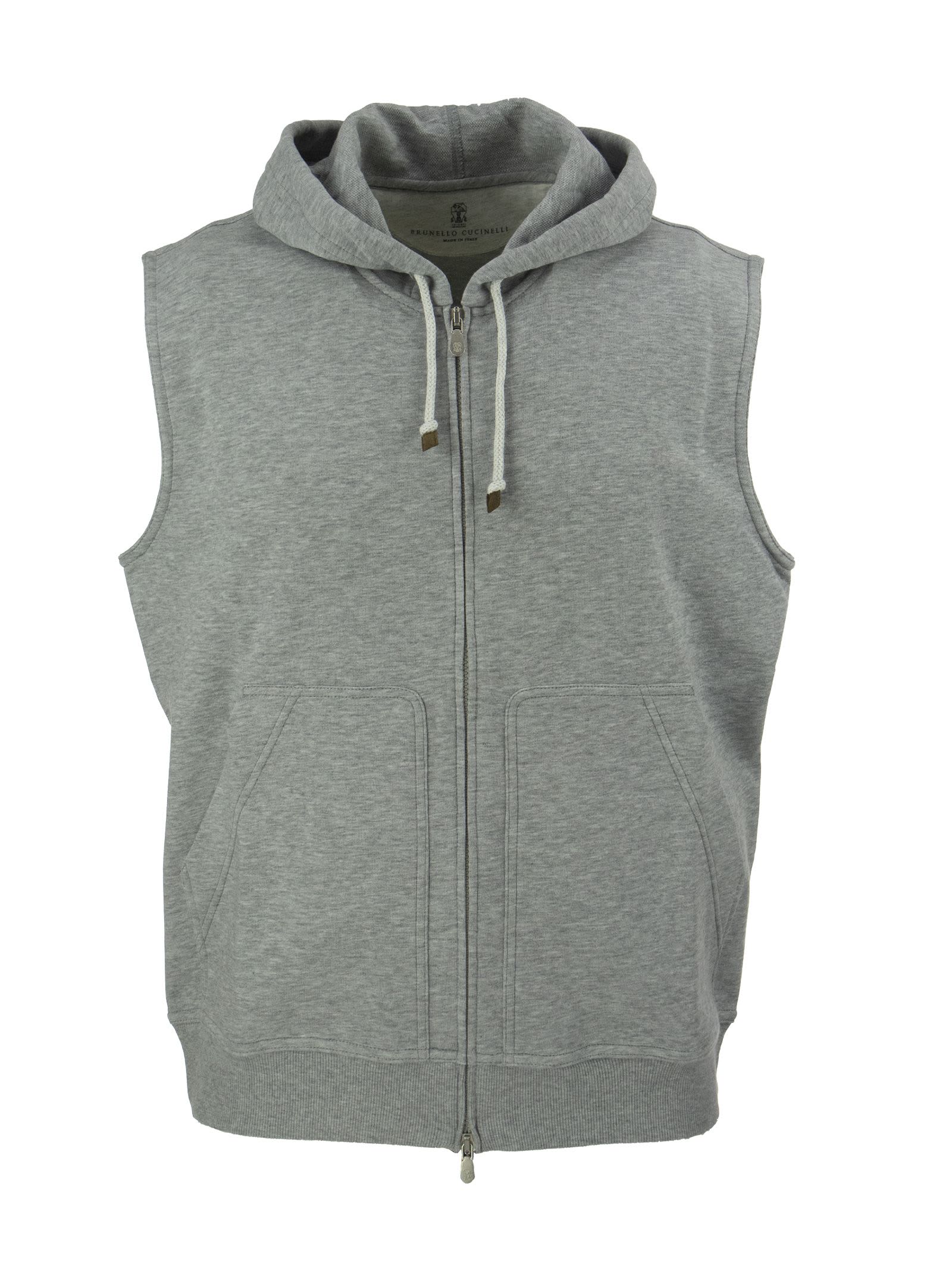 Brunello Cucinelli Techno Cotton Interlock Zip-front Hooded Sweatshirt Vest