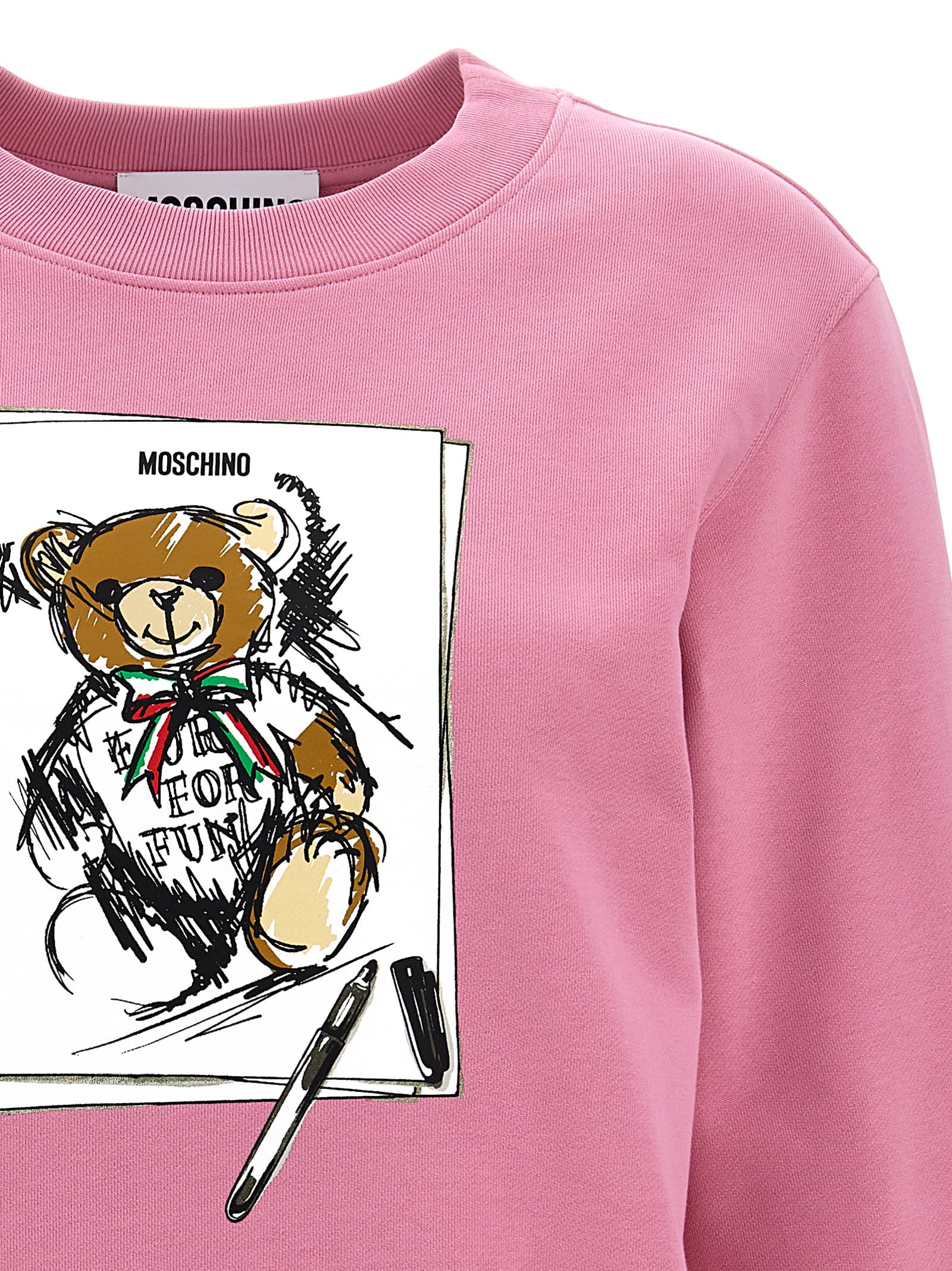 Shop Moschino Print Sweatshirt In Pink