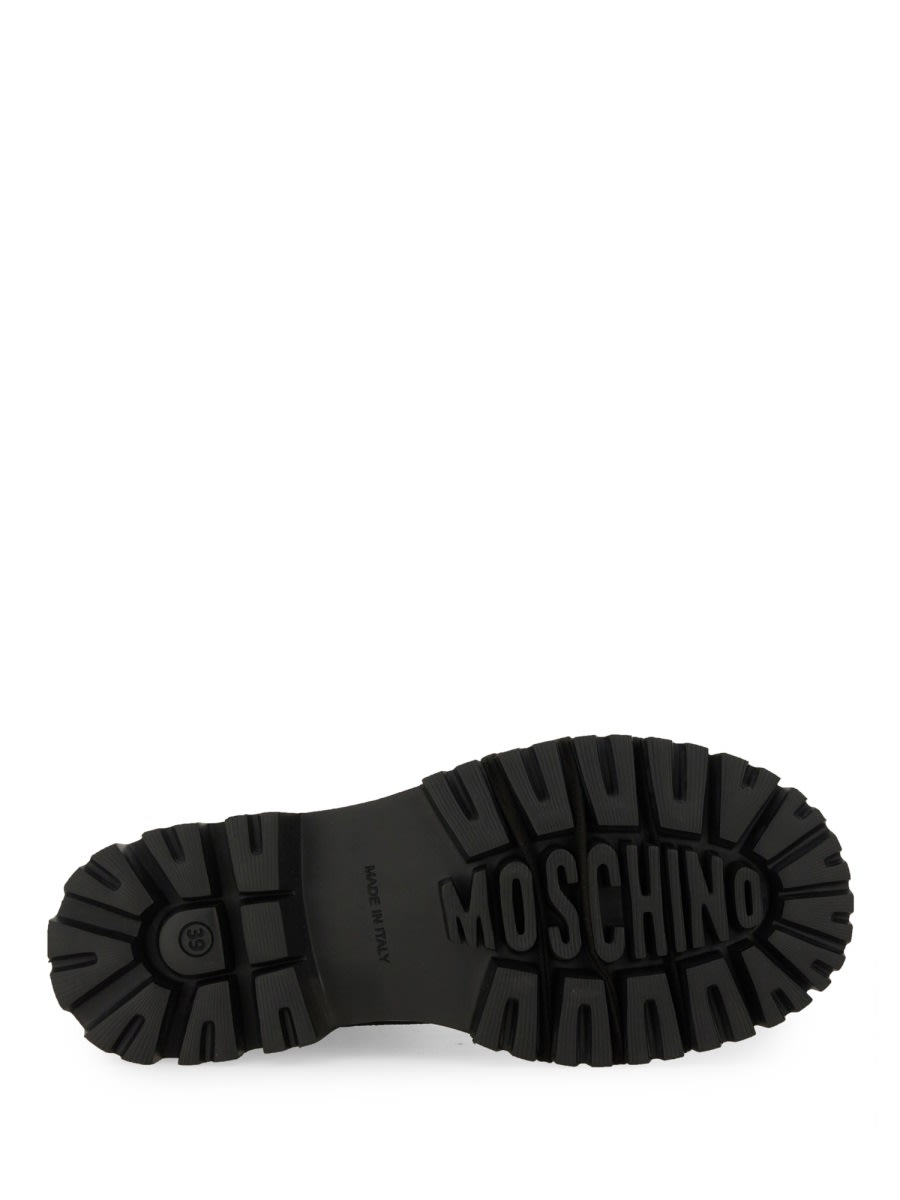 Moschino Glossy Leather Lace-up Boot With Sole