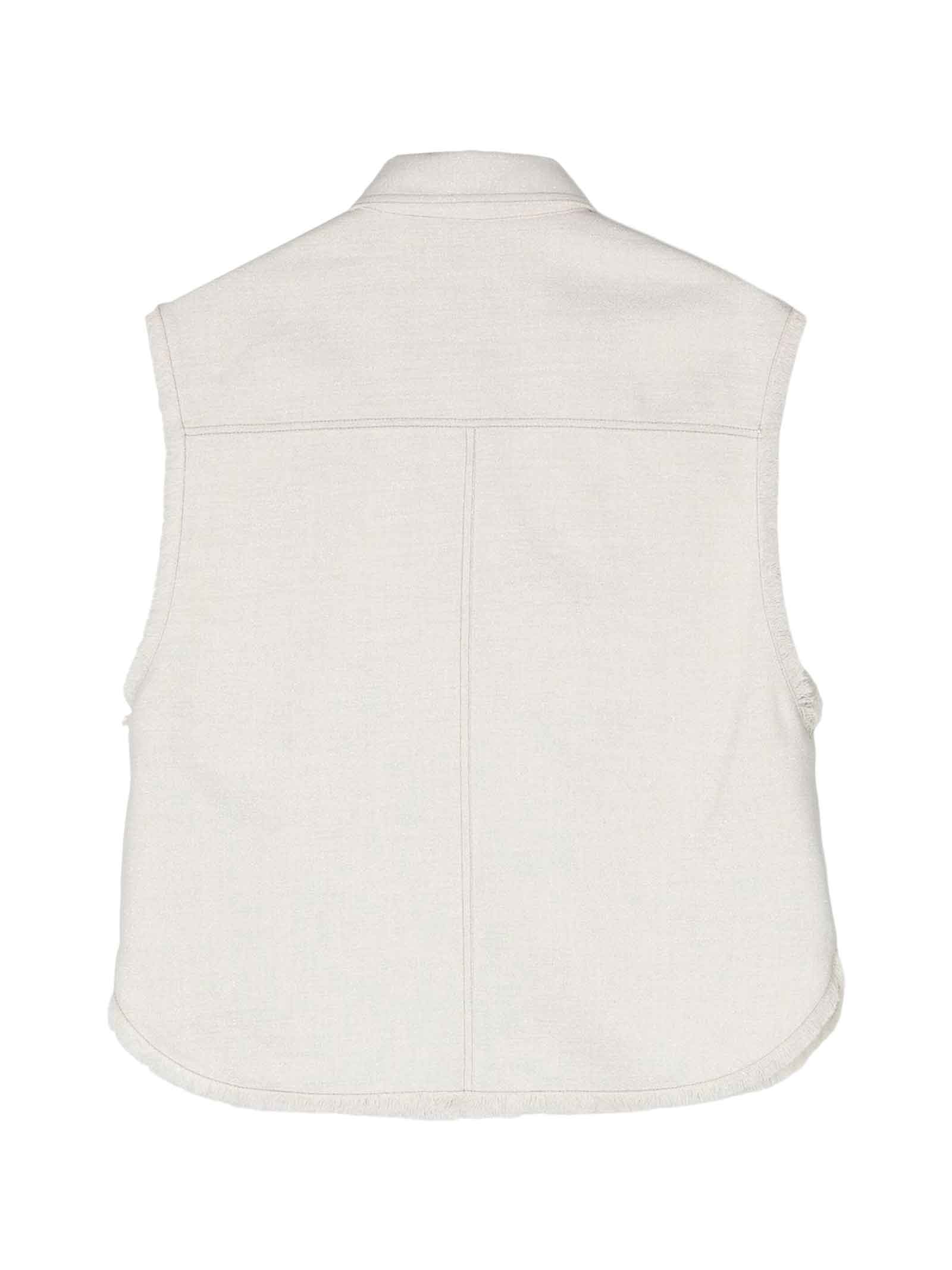 Shop Brunello Cucinelli White Denim Vest Boy In Bianco
