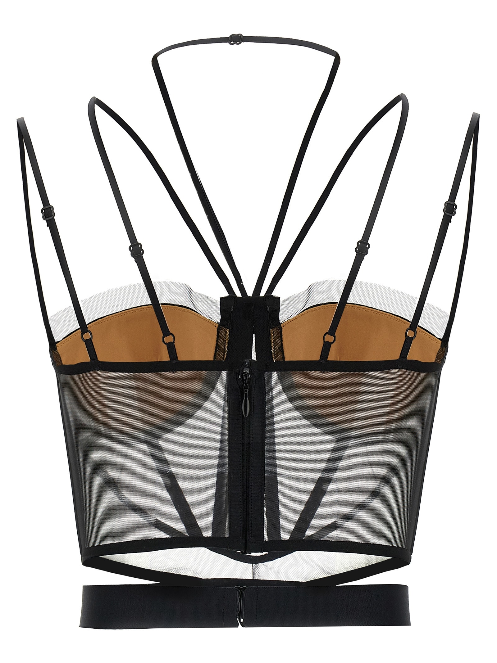 Nensi Dojaka Sheer Strappy Corset Top In Black