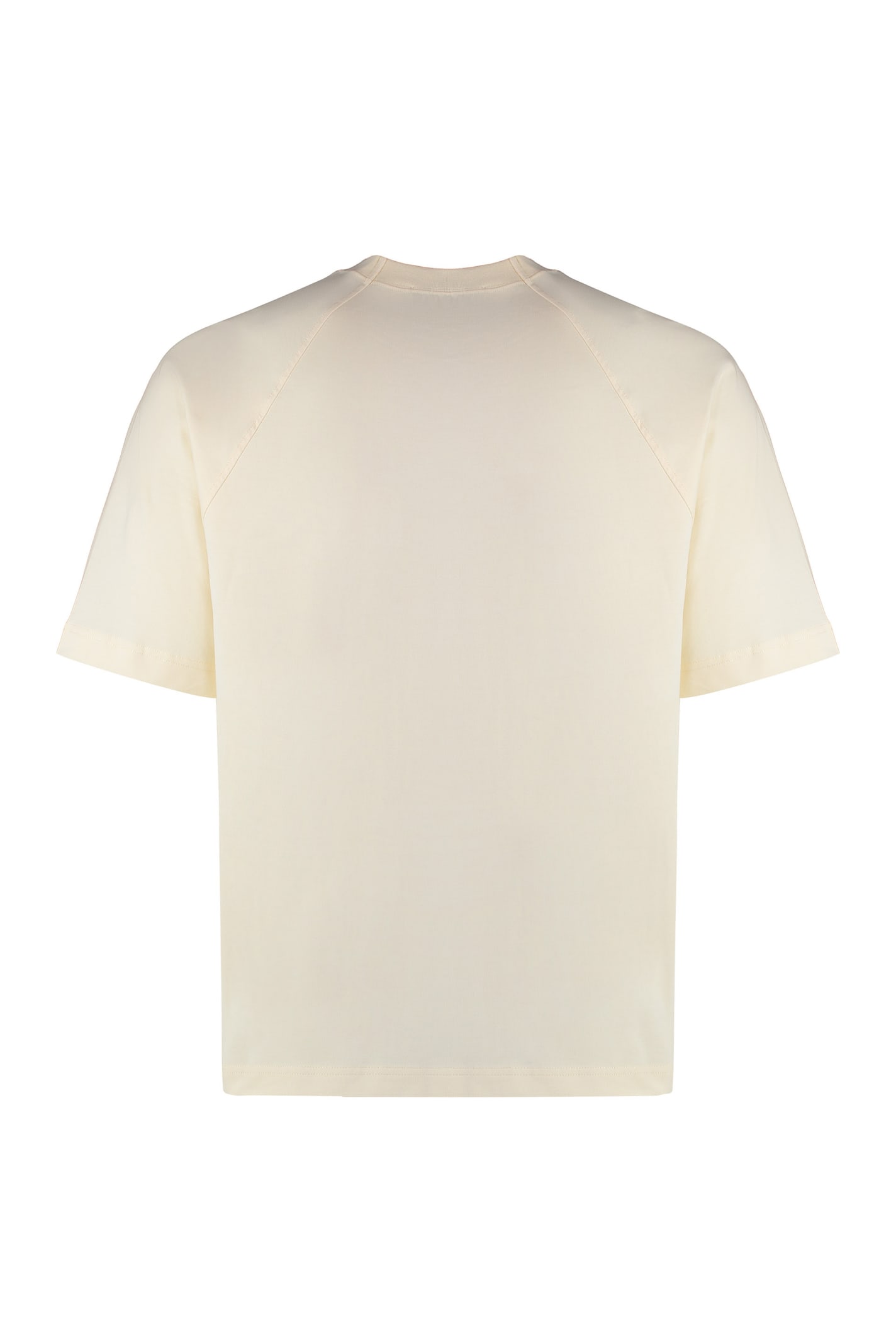 Shop Jacquemus Typo Cotton Crew-neck T-shirt In Panna