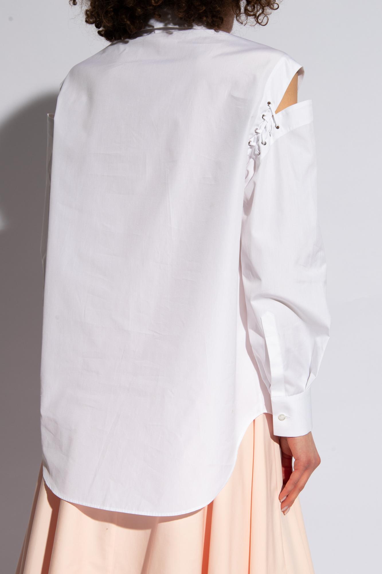 Alexander Mcqueen Cutout Cotton Poplin Shirt In White
