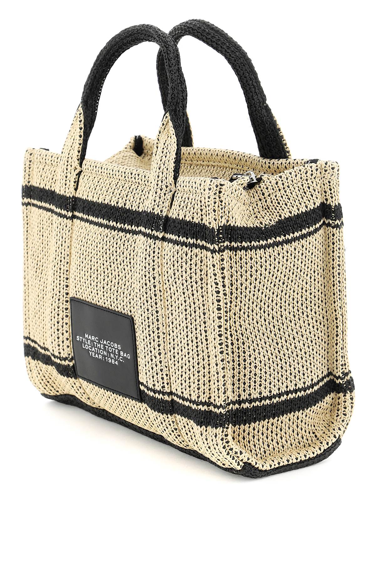Marc Jacobs The Straw Jacquard Medium Tote Bag In Natural (black) ModeSens