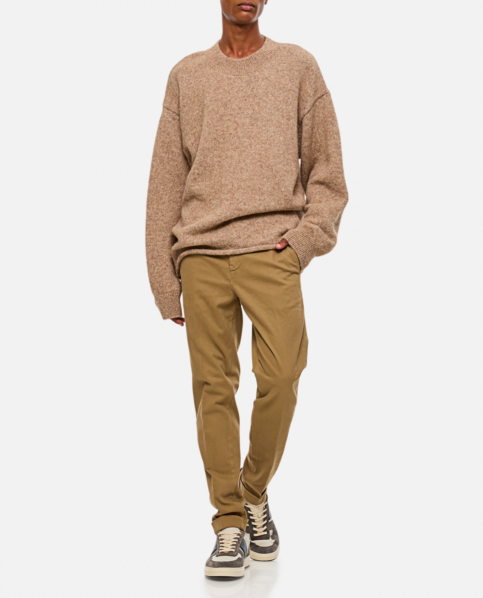 Shop Jacquemus Le Pull  Crewneck Sweater In Beige