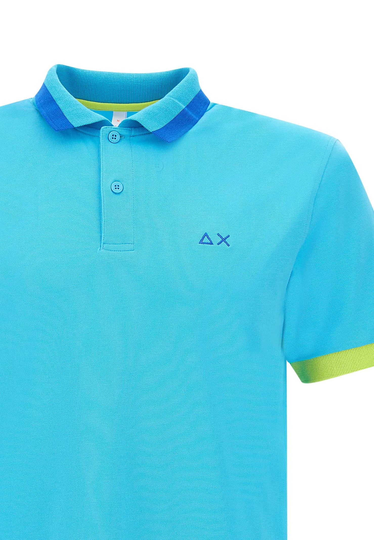 Shop Sun 68 Big Stripe Cotton Polo Shirt In Light Blue
