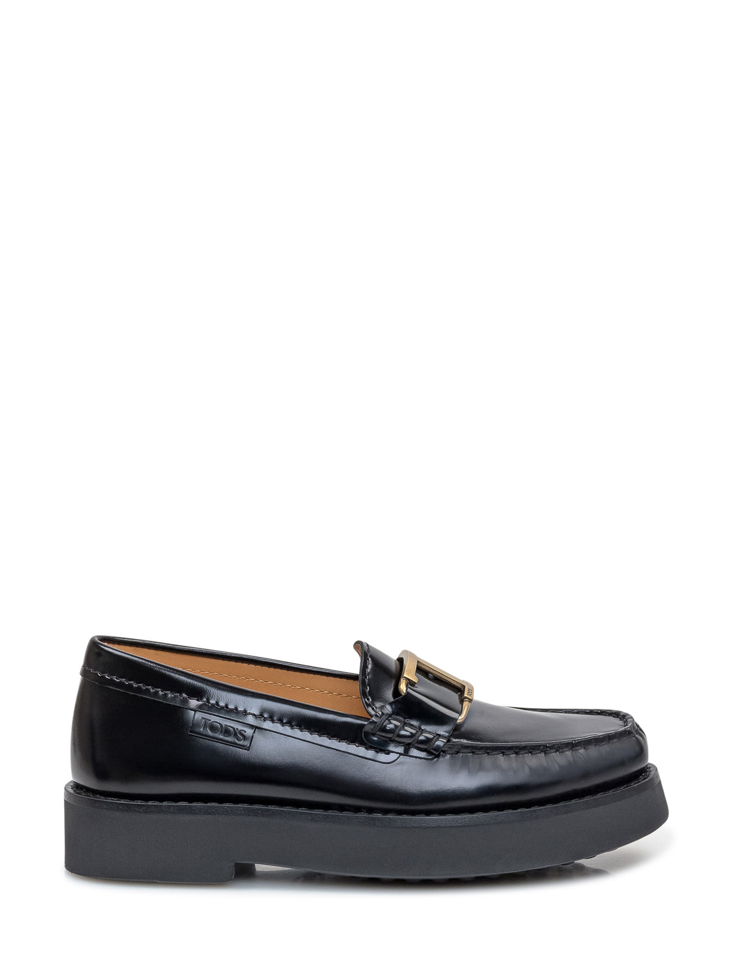 Shop Tod's Leather Loafers In Nero