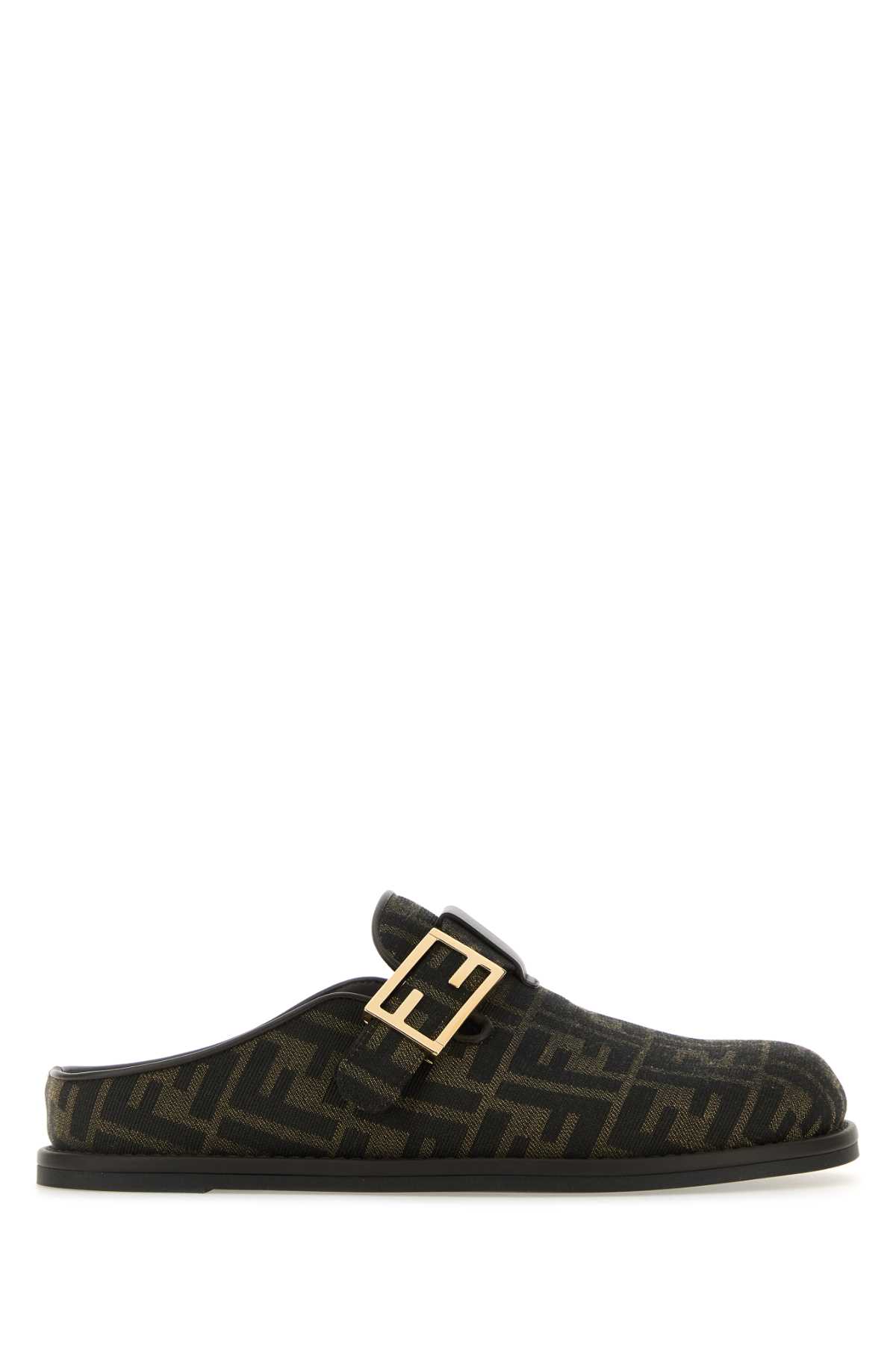 Shop Fendi Embroidered Fabric  Feel Slippers In Tabacco