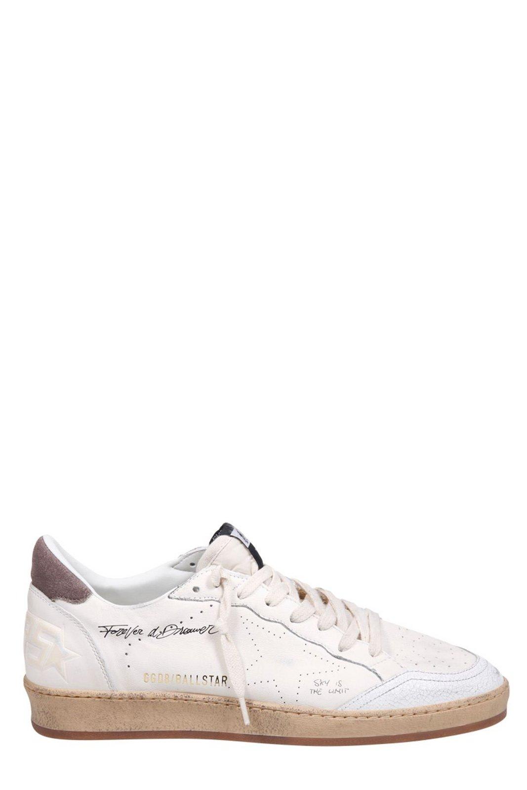 Shop Golden Goose Ballstar Low-top Sneakers In White/cinder