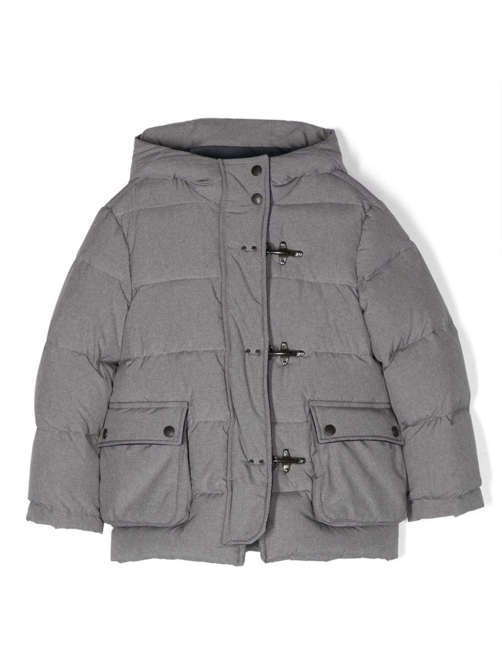 Fay Grey 3 Ganci Hooded Down Jacket In Grigio