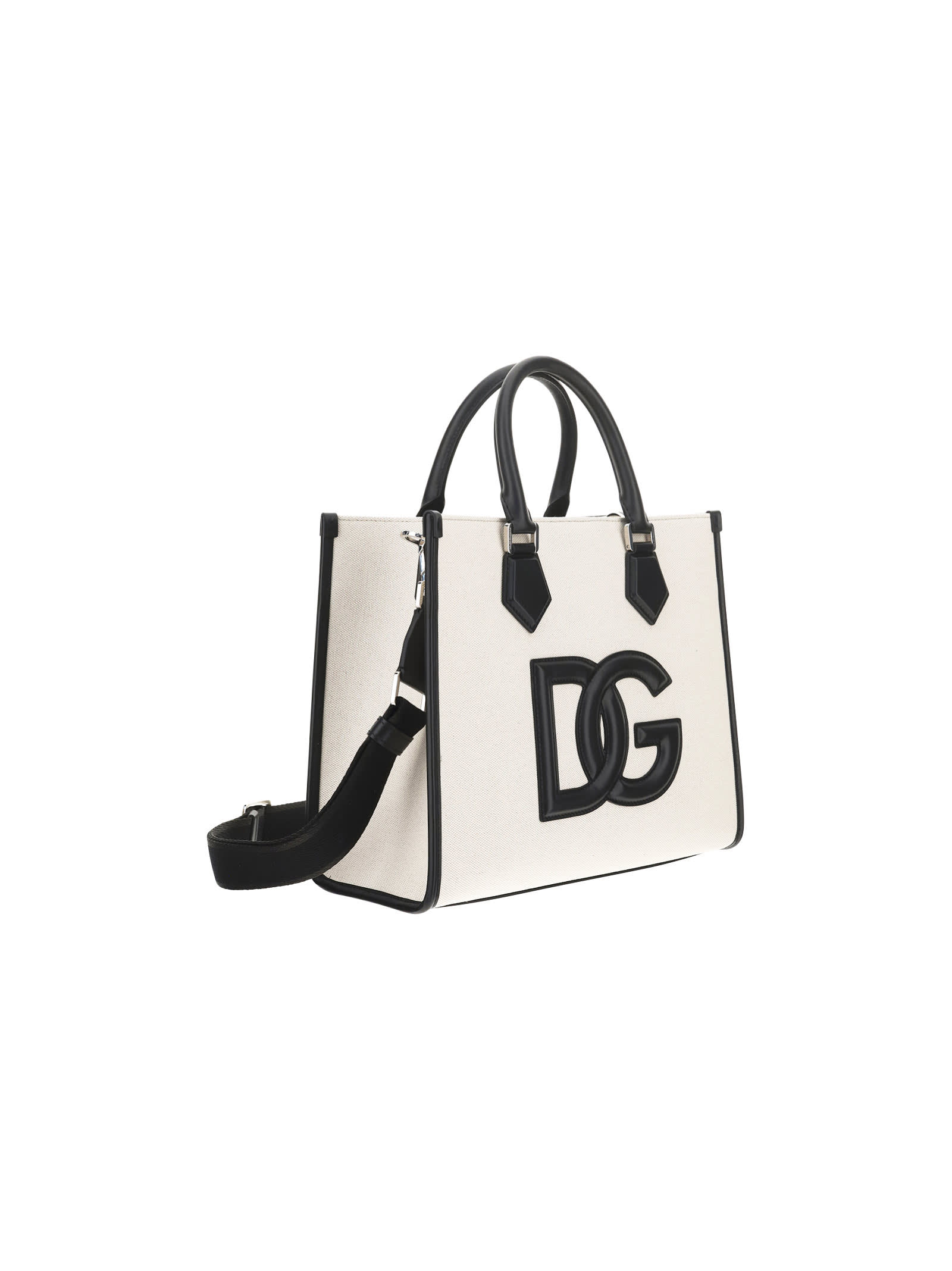 Shop Dolce & Gabbana Shopping Bag In Avorio/nero