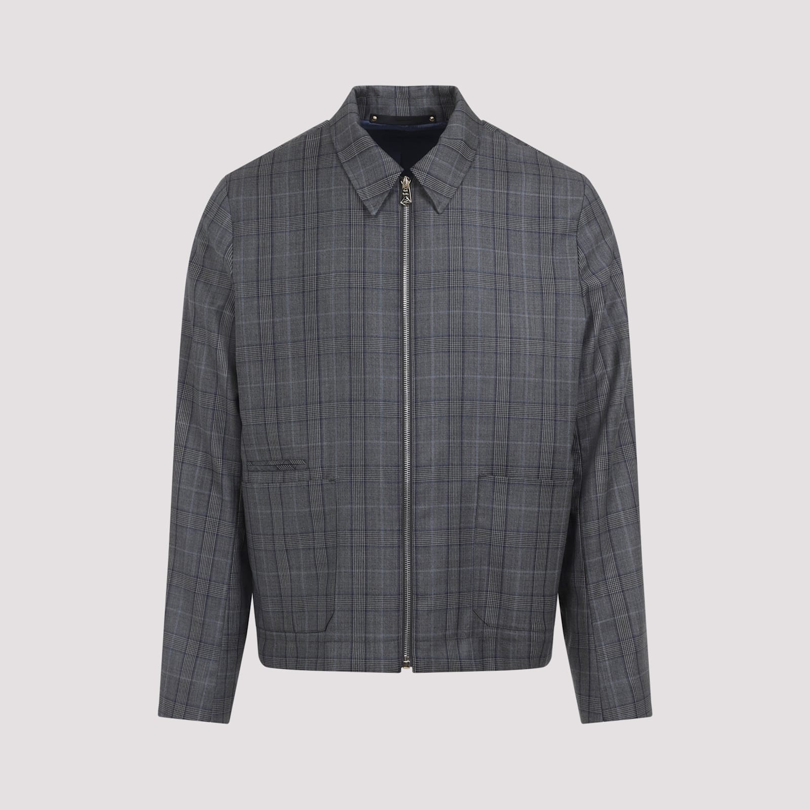 Paul Smith Regular Fit Checkered Wool Jacket In Gray