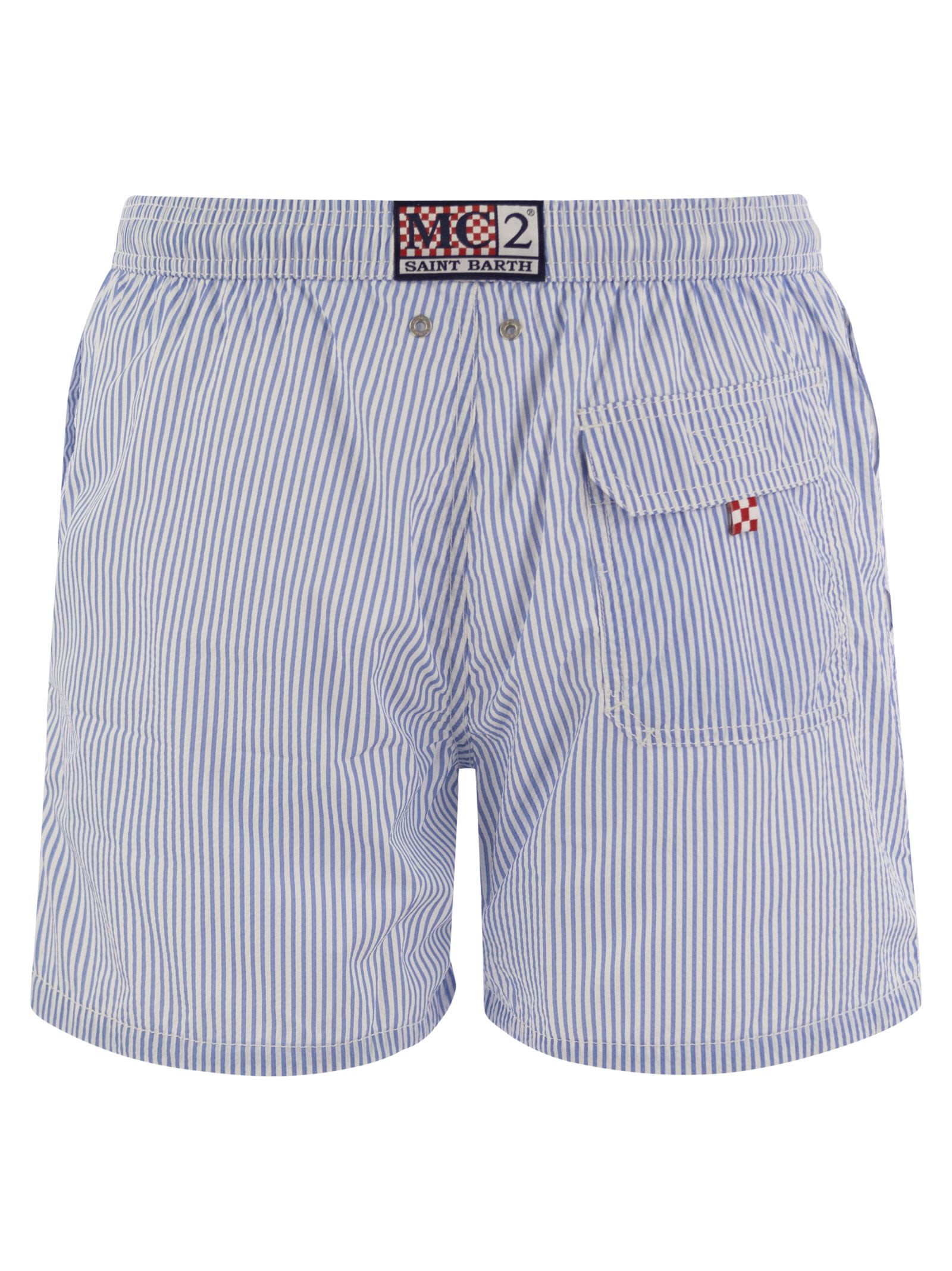 Shop Mc2 Saint Barth Patmos - Striped Beach Shorts