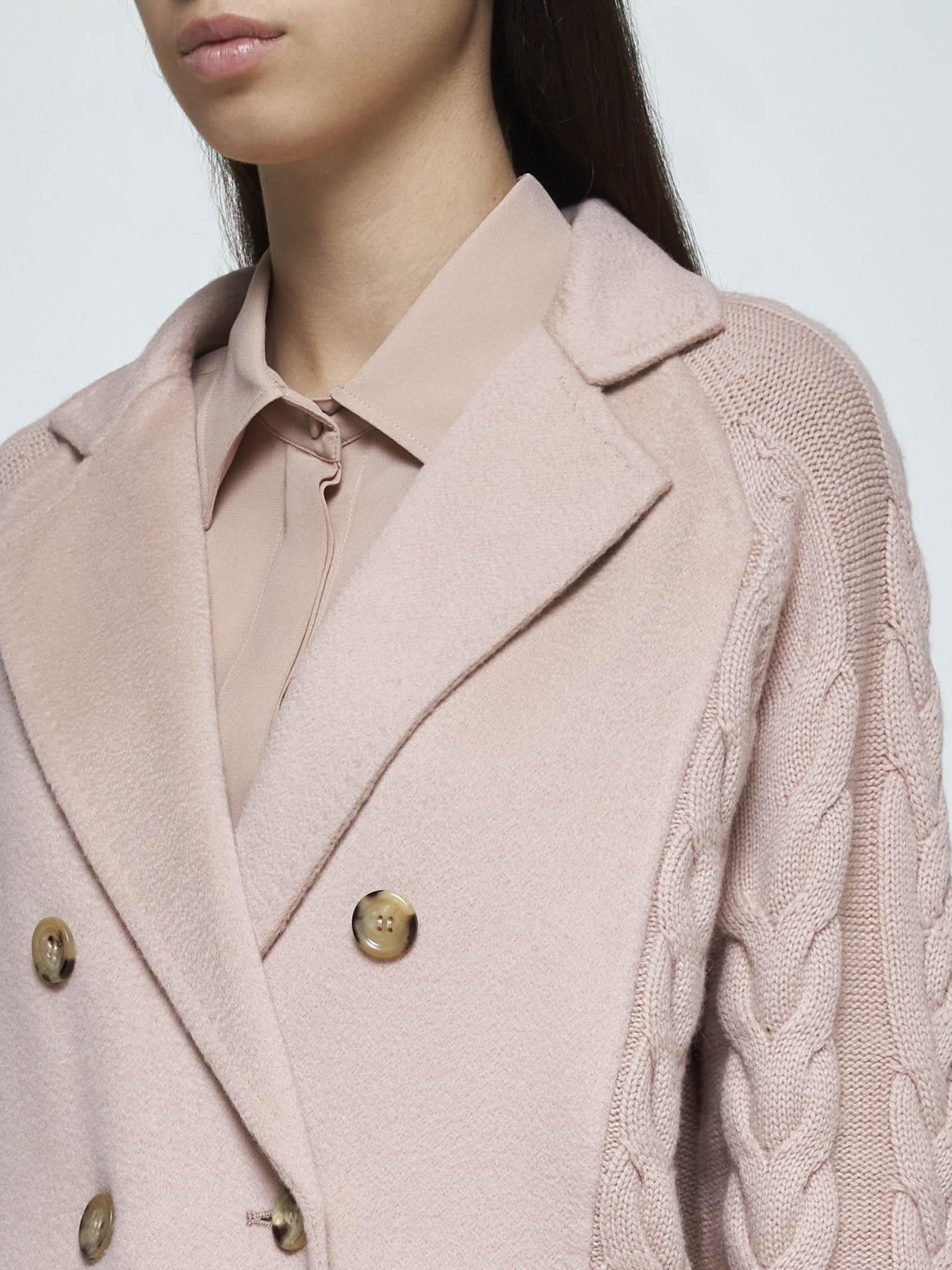 Shop Max Mara Micio Wool And Cashmere Peacoat In Pink