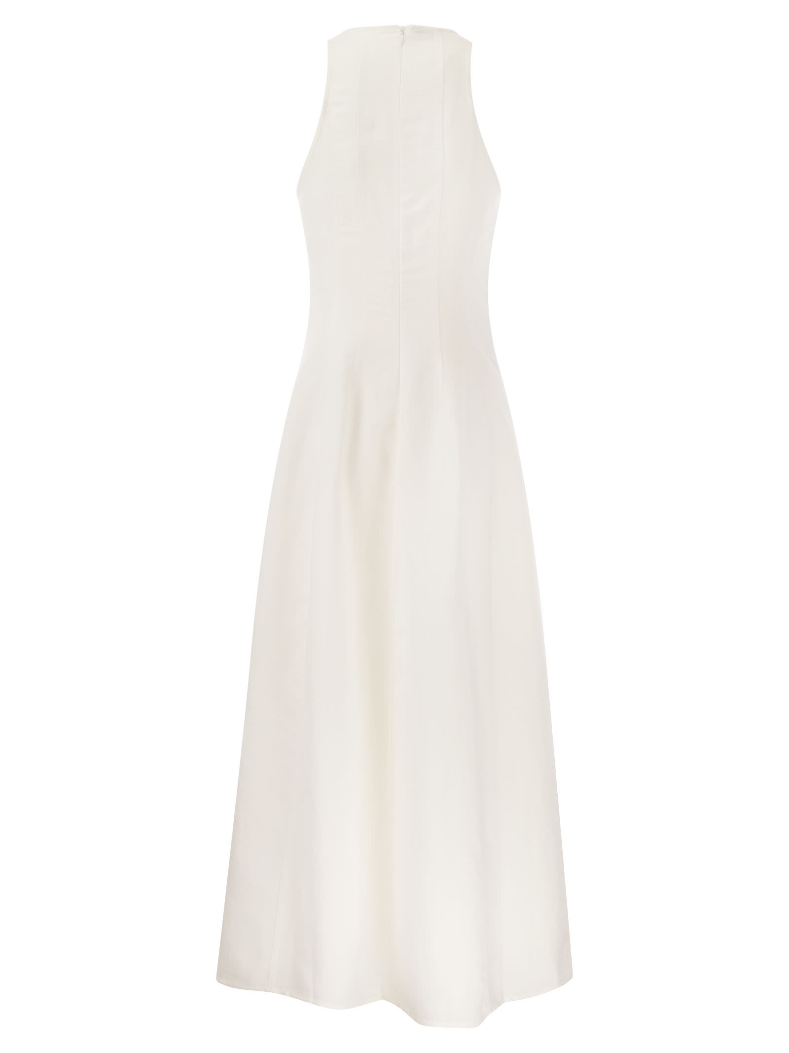 Shop Brunello Cucinelli Fluid Viscose And Linen Twill Dress In White