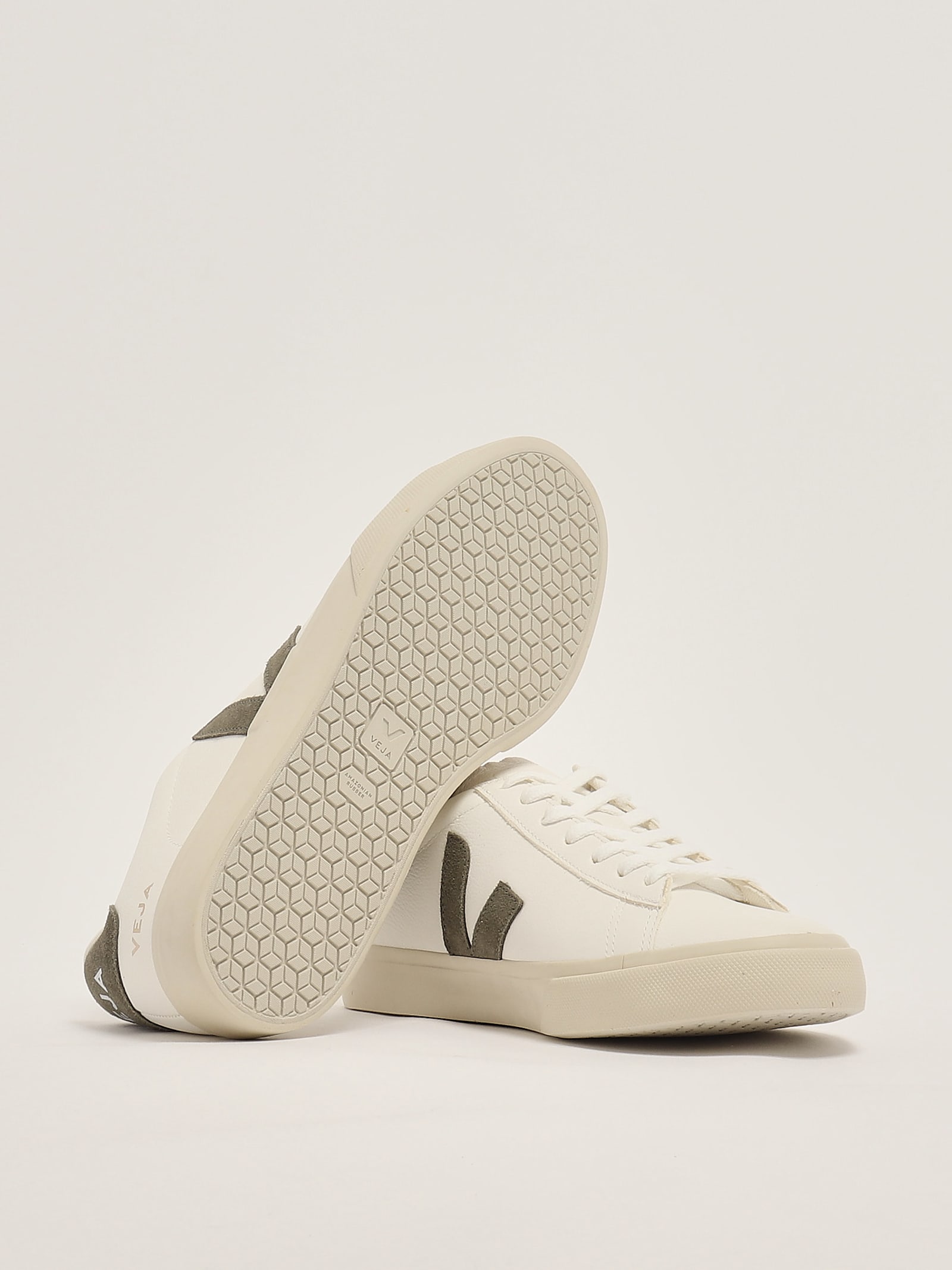 Veja White Campo Chromefree Leather Sneakers In Bianco V Kaki