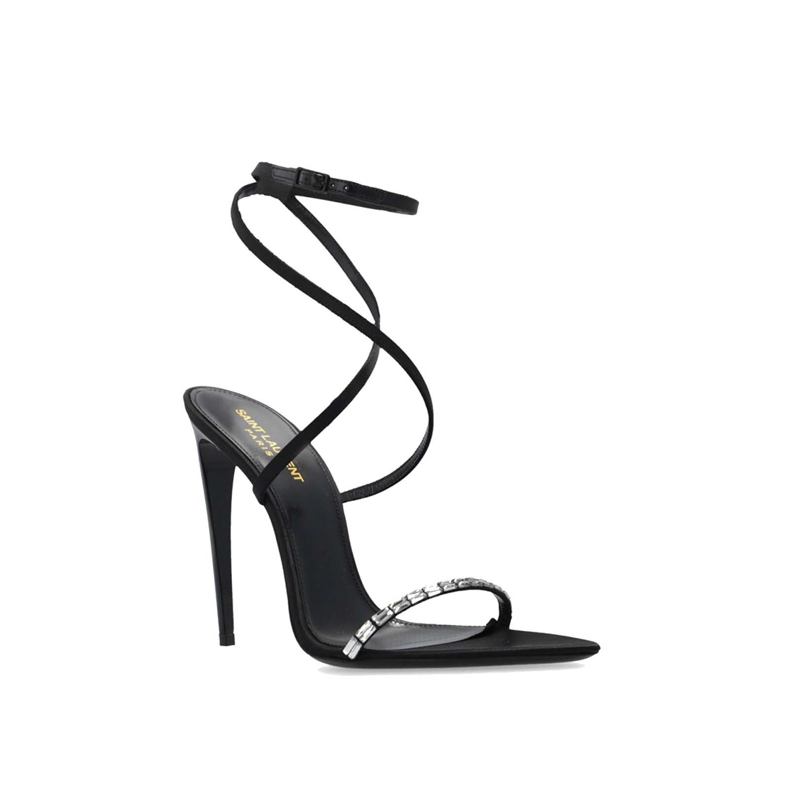 Shop Saint Laurent Satin Sandals In Black