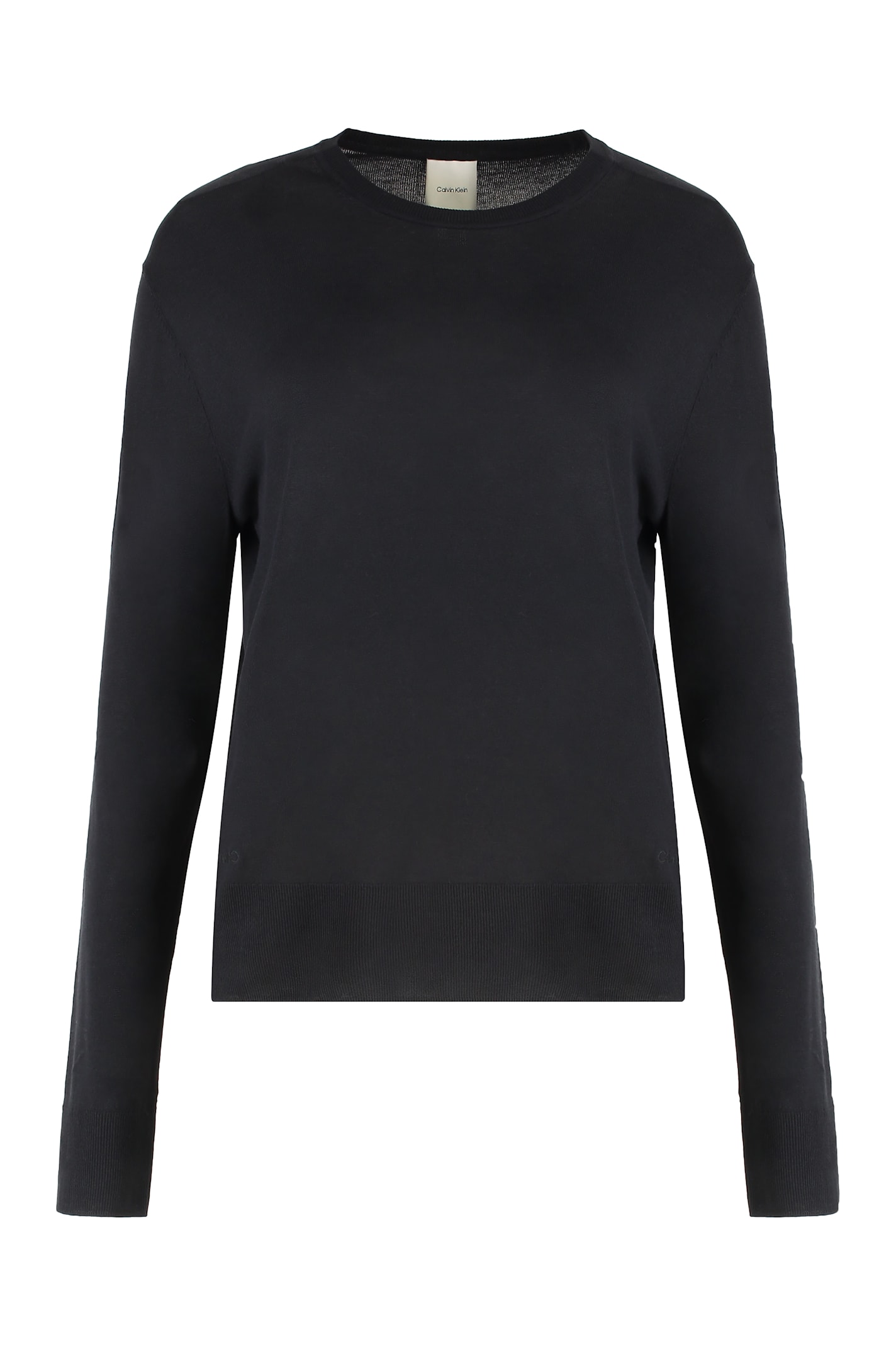 Calvin Klein Crew-neck Viscose Sweater In Black