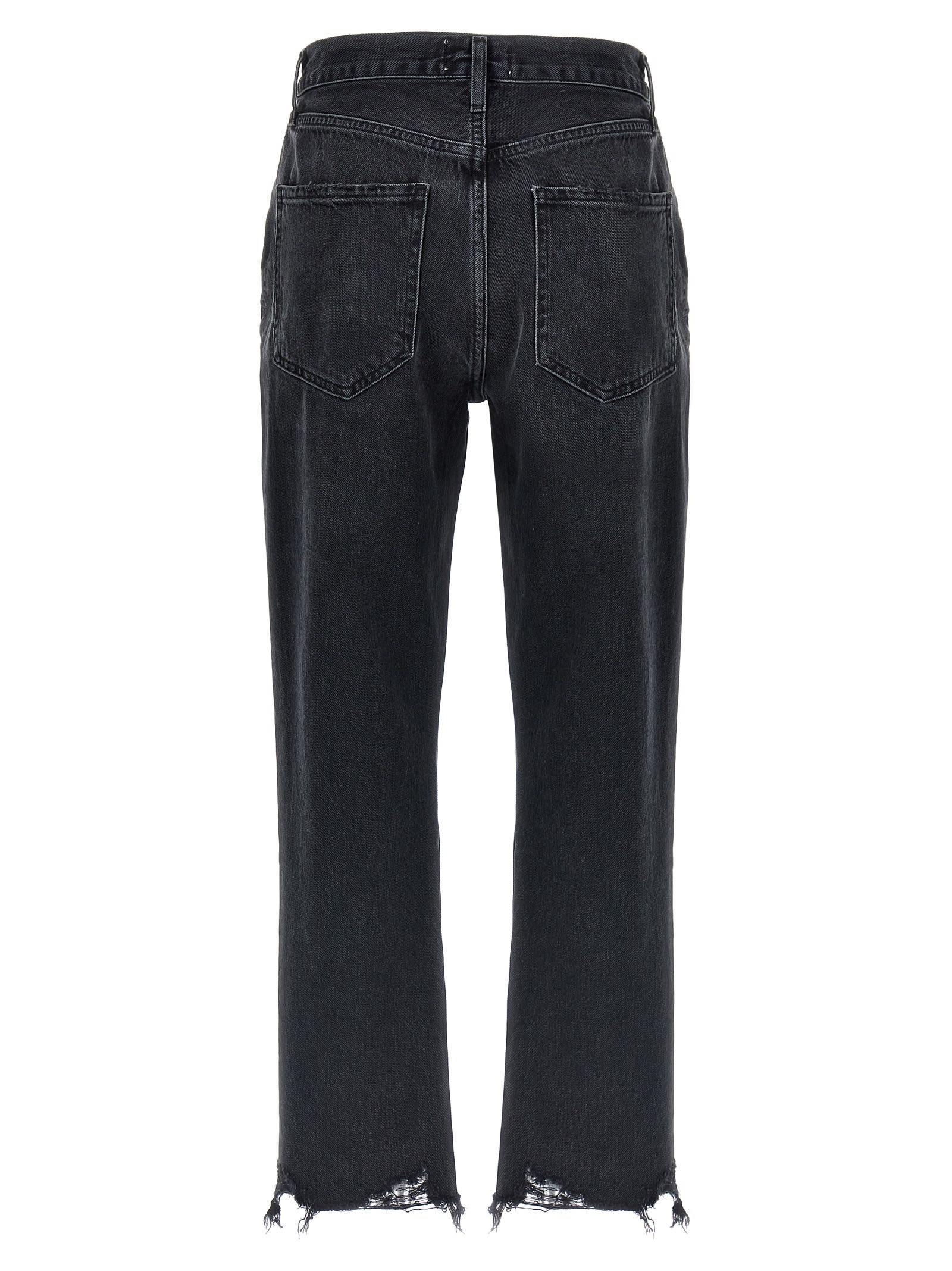 Shop Agolde Riley Crop Jeans In Black