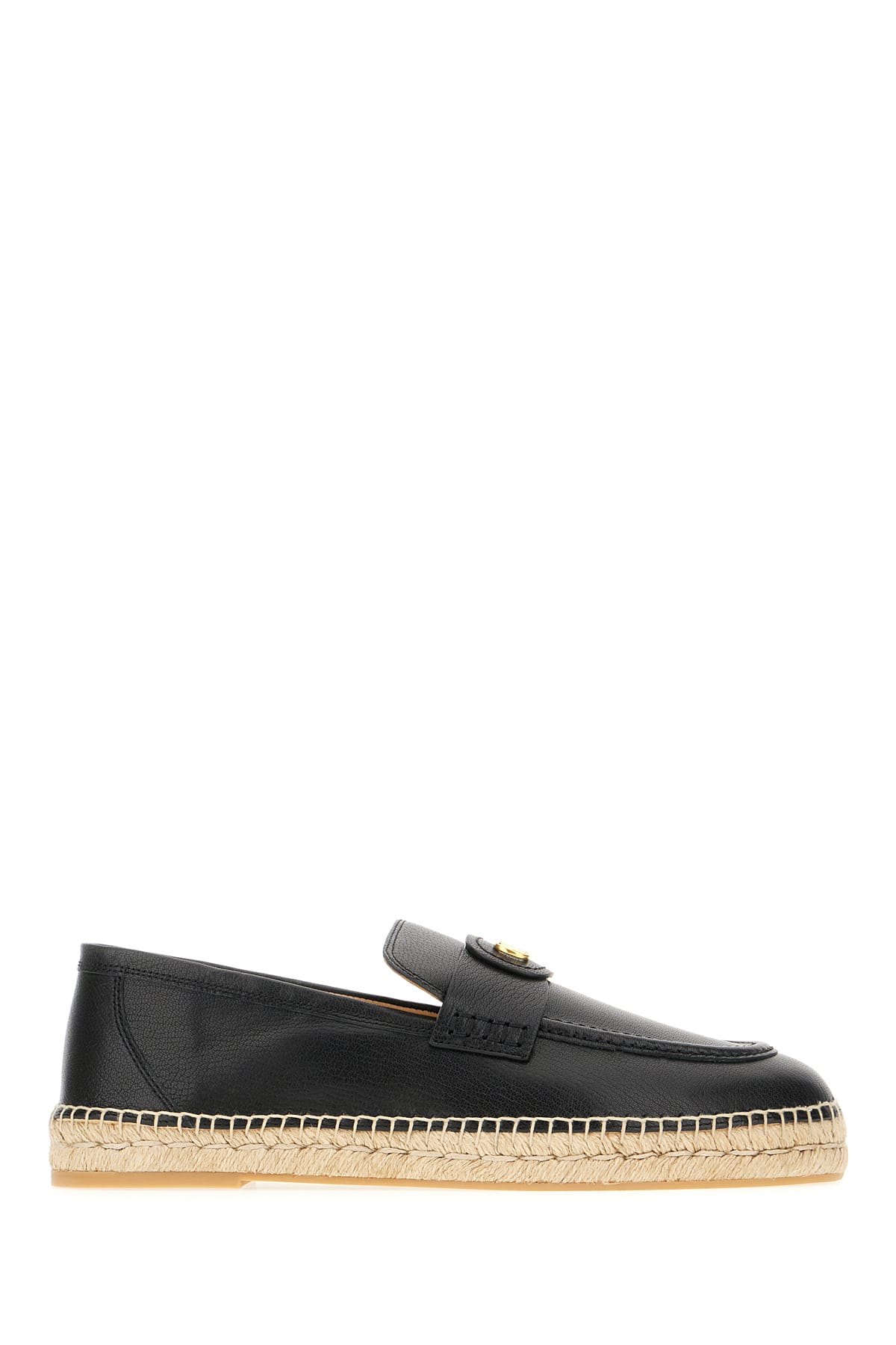 Black Leather Espadrilles