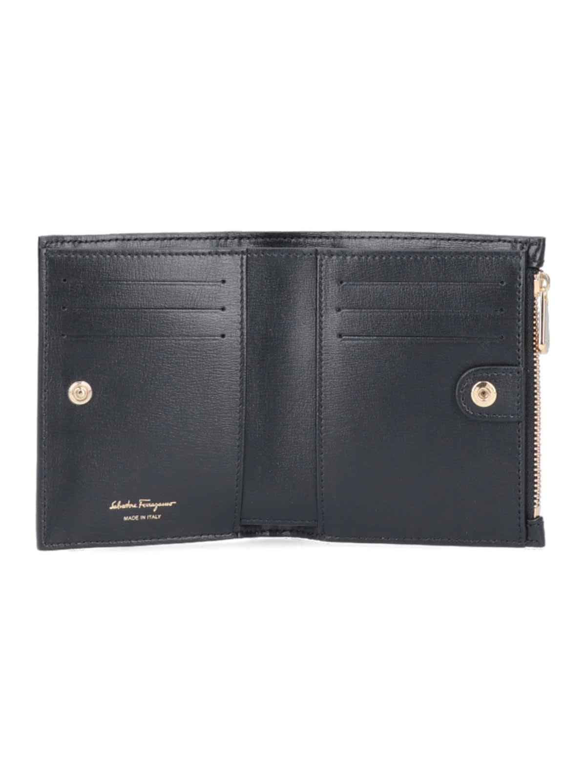 Shop Ferragamo Vara Compact Wallet In Black