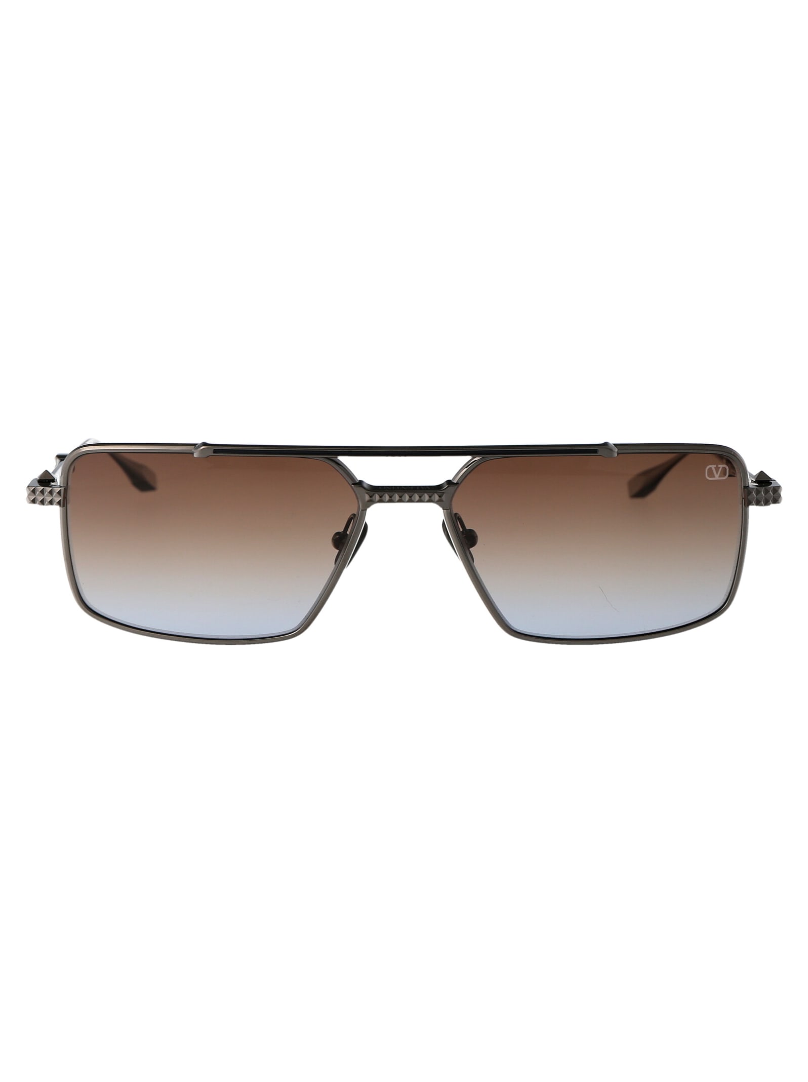 Shop Valentino V - Sei Sunglasses In 111c Blk - Blu