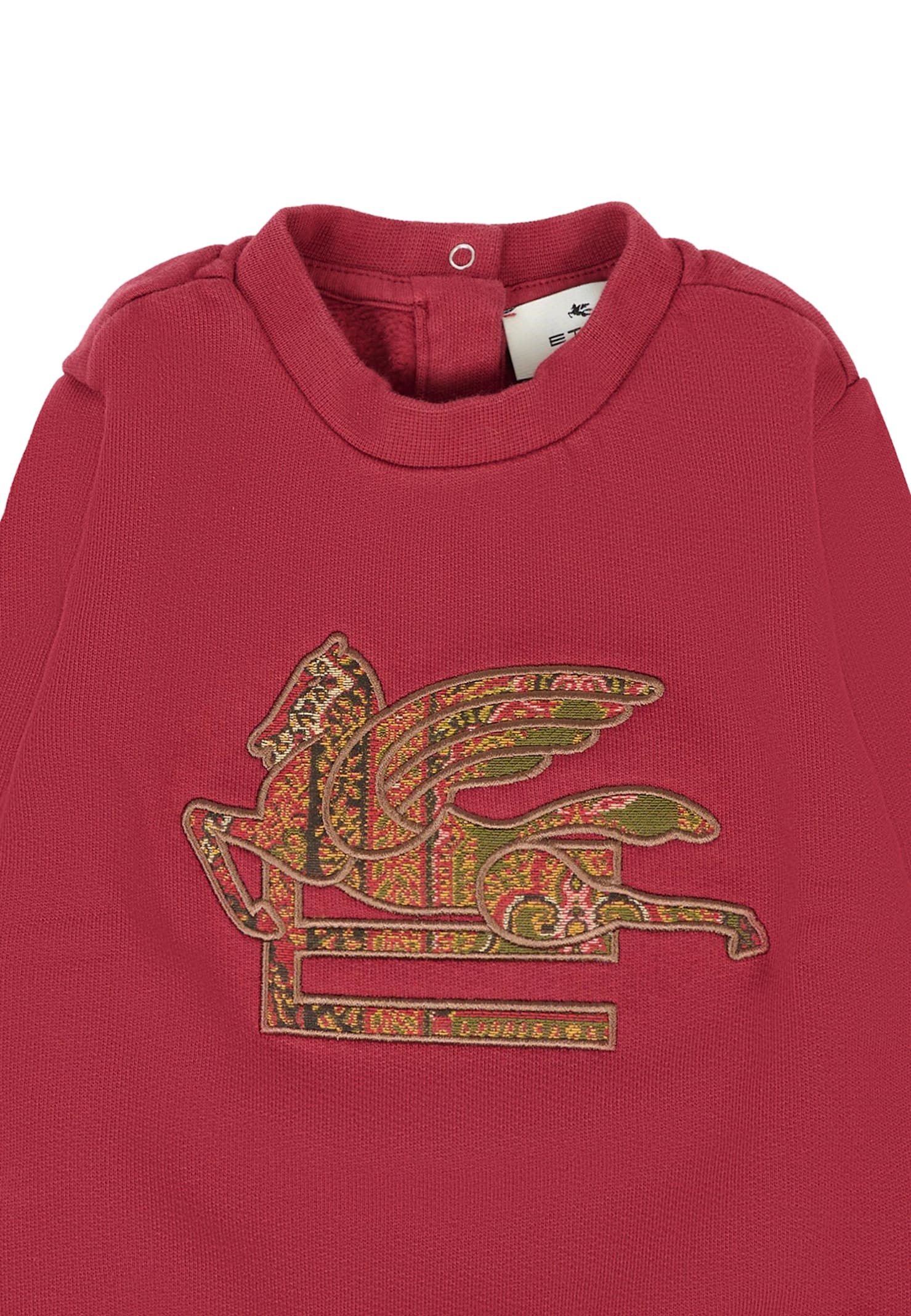 Etro Burgundy Sweatshirt For Babykids With Pegasus In Red