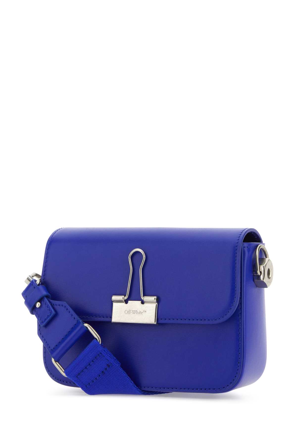 Shop Off-white Electric Blue Leather Small Plain Binder Handbag