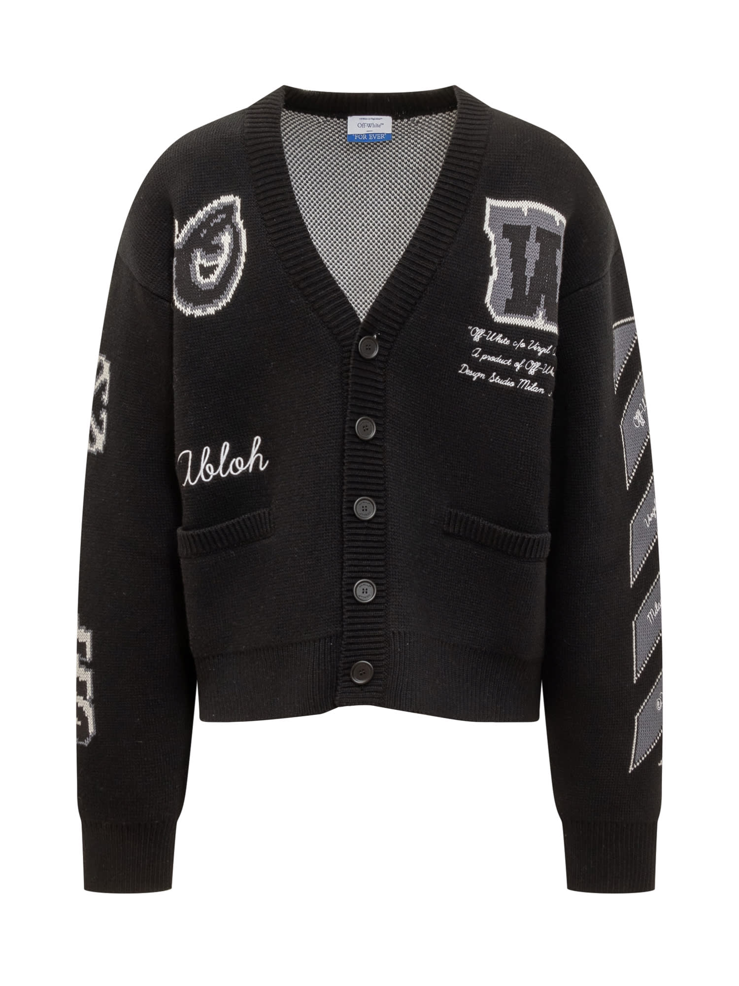 Logo Embroidered Knit Cardigan