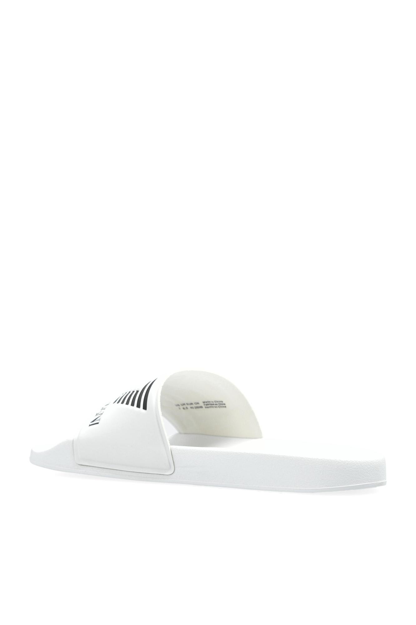 Ea7 Emporio Armani Rubber Slides With Logo In Ice