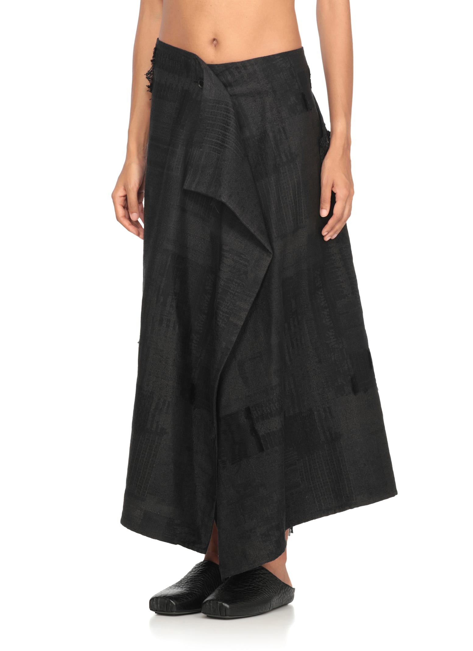 Y's Cotton Skirt In Gray