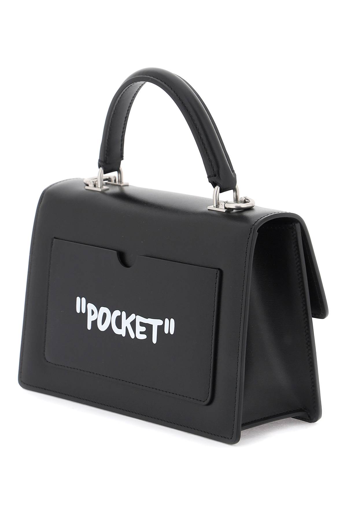 Shop Off-white Jitney 1.4 Handbag With Lettering In Black/white