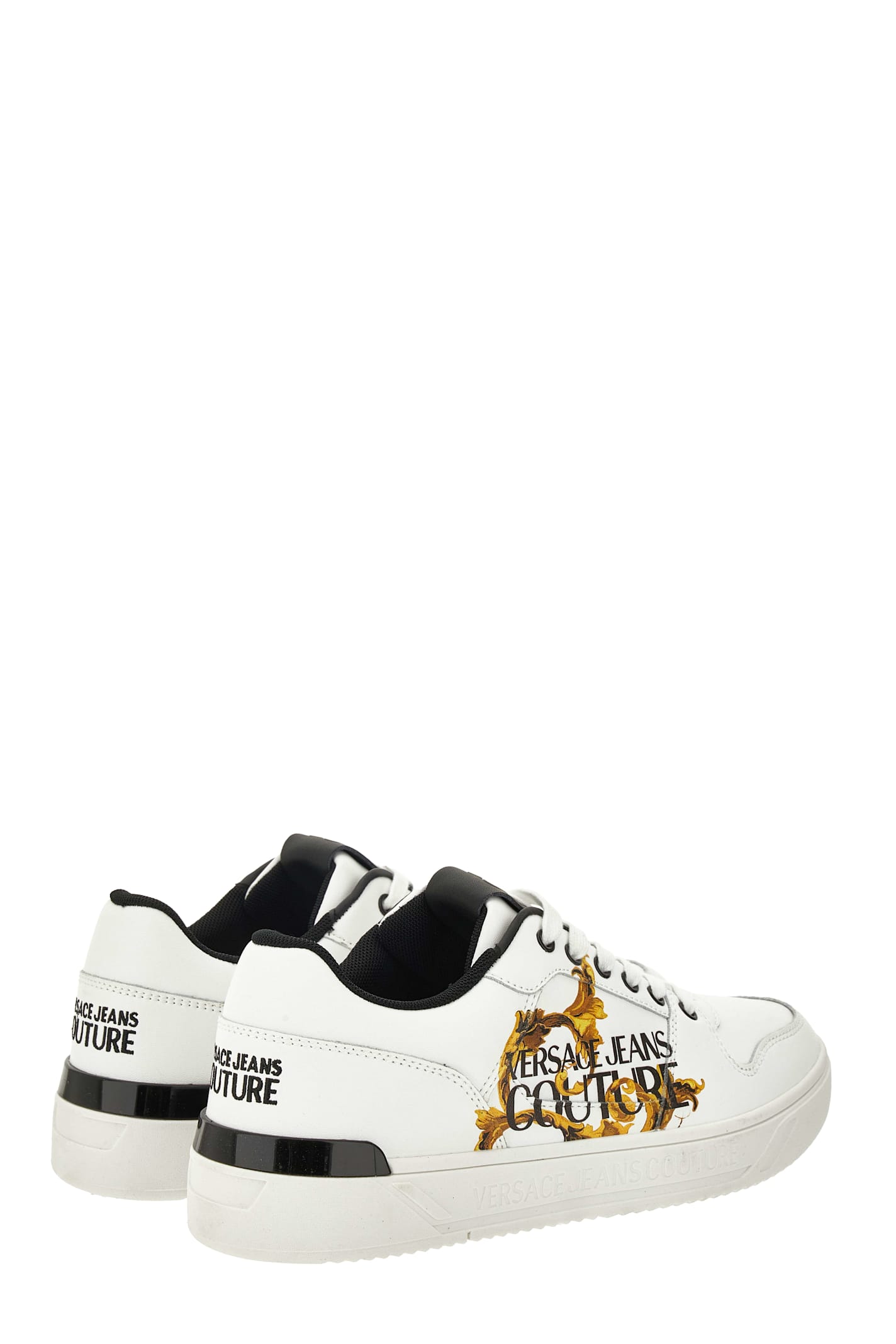 Versace Jeans Couture Logo-print Leather Trainers In White