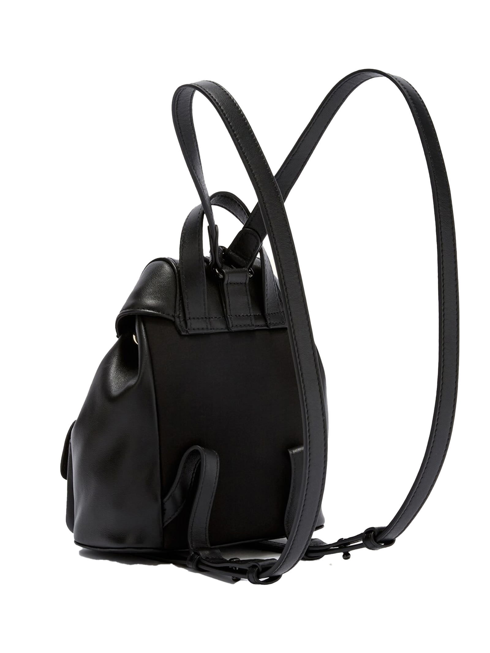 Shop Furla Flow Mini White Leather Backpack In Nero