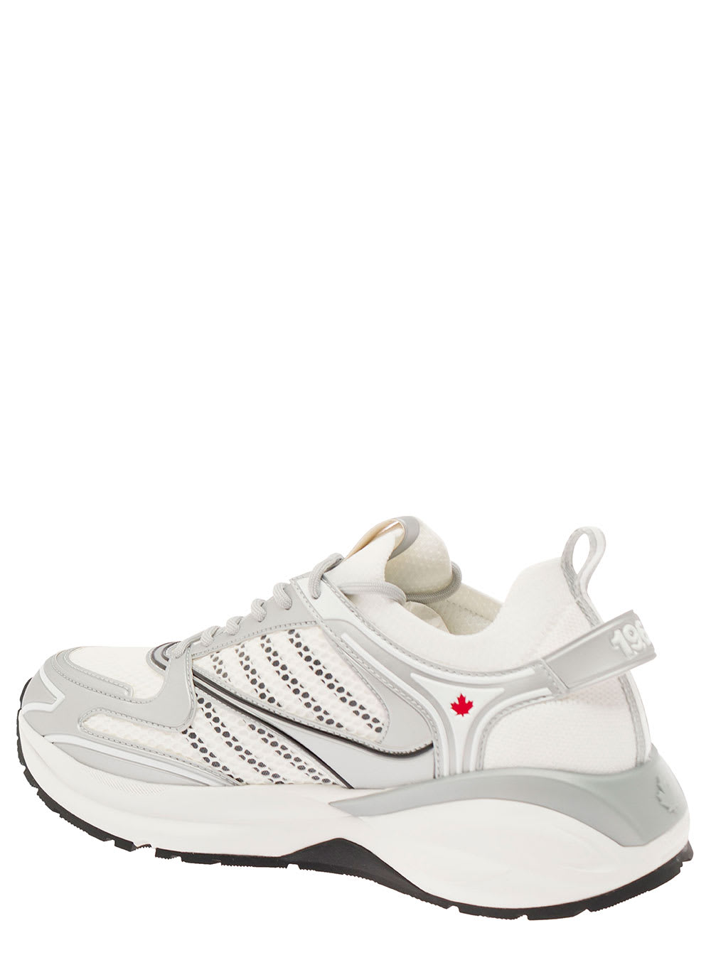 Shop Dsquared2 Dash White Low Top Sneakers With 1964 Logo In Techno Fabric Man In Metallic