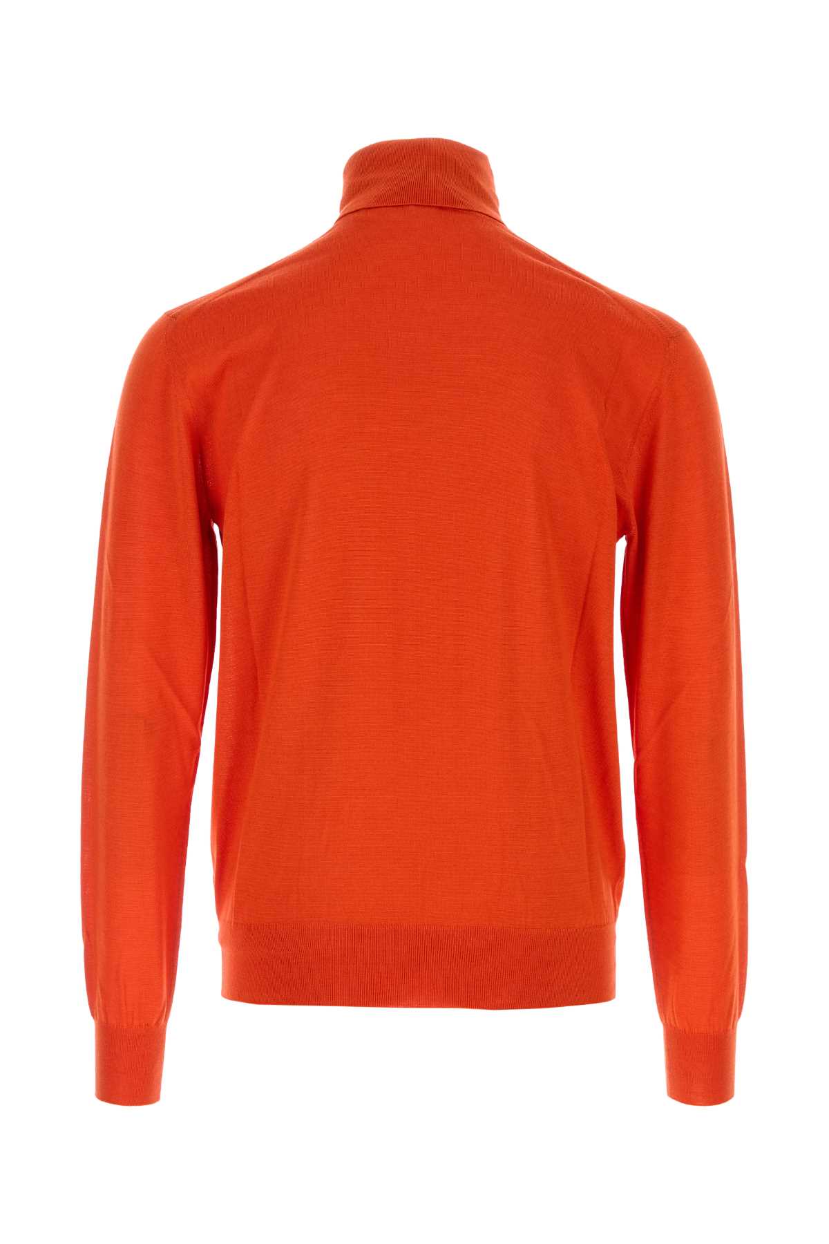 Saint Laurent Turtleneck Long-sleeved Sweater In Orange