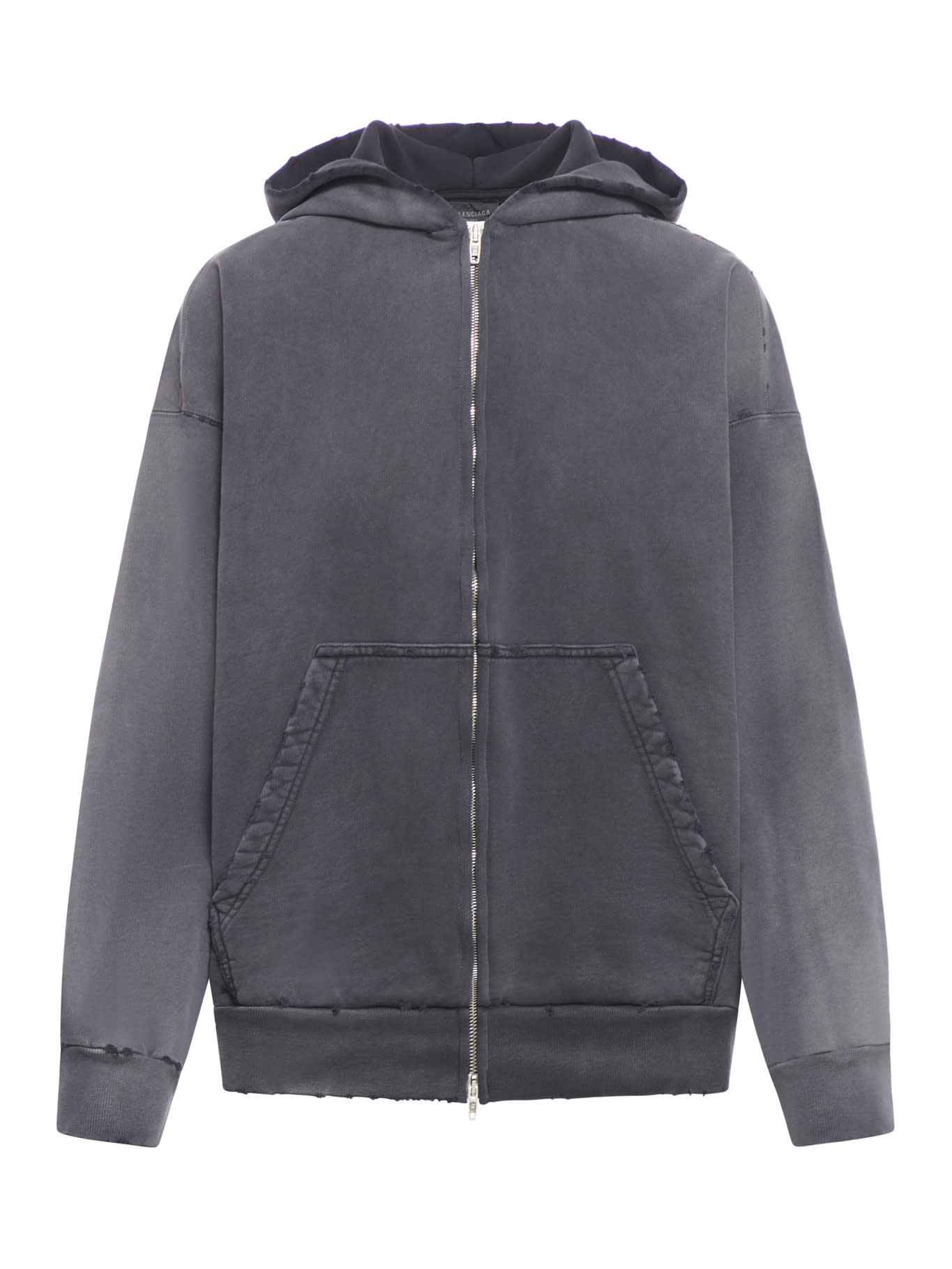 Shop Balenciaga Zip-up Hoodie Not Been Done Archetype Moll In Washed Out Black