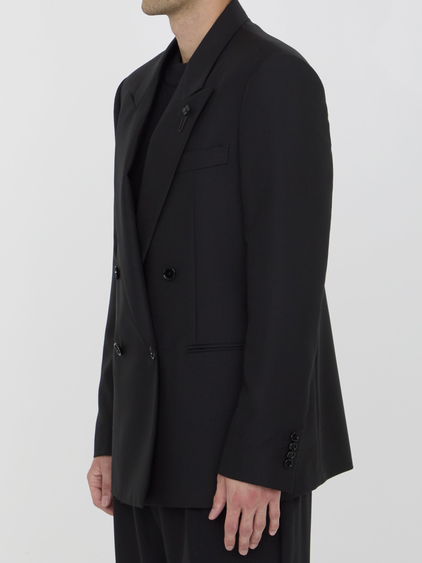 Shop Lardini Wool And Mohair Jacket In Black