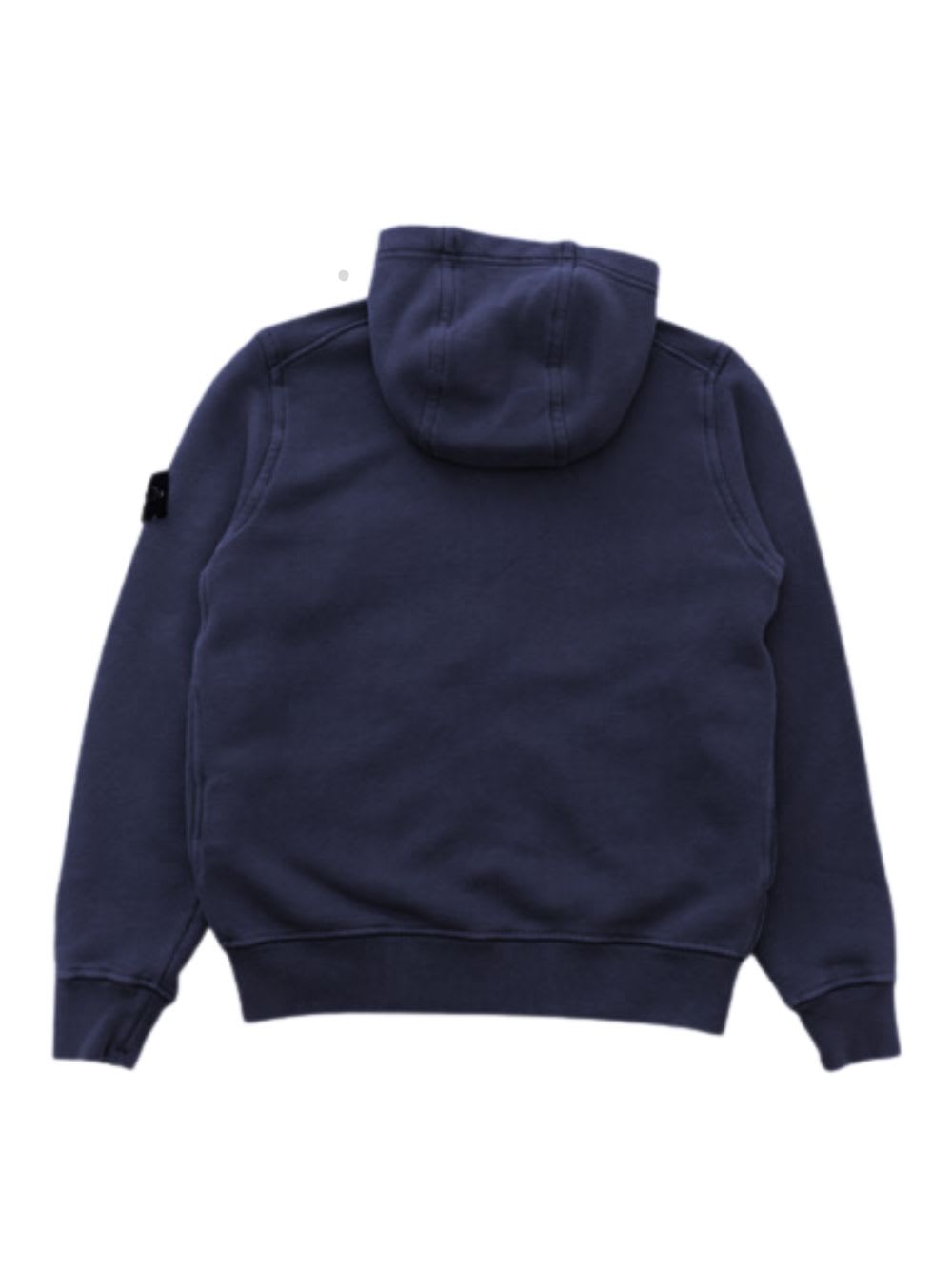 Shop Stone Island Junior Hoodie Zip Sweatshirt In Navy Blue