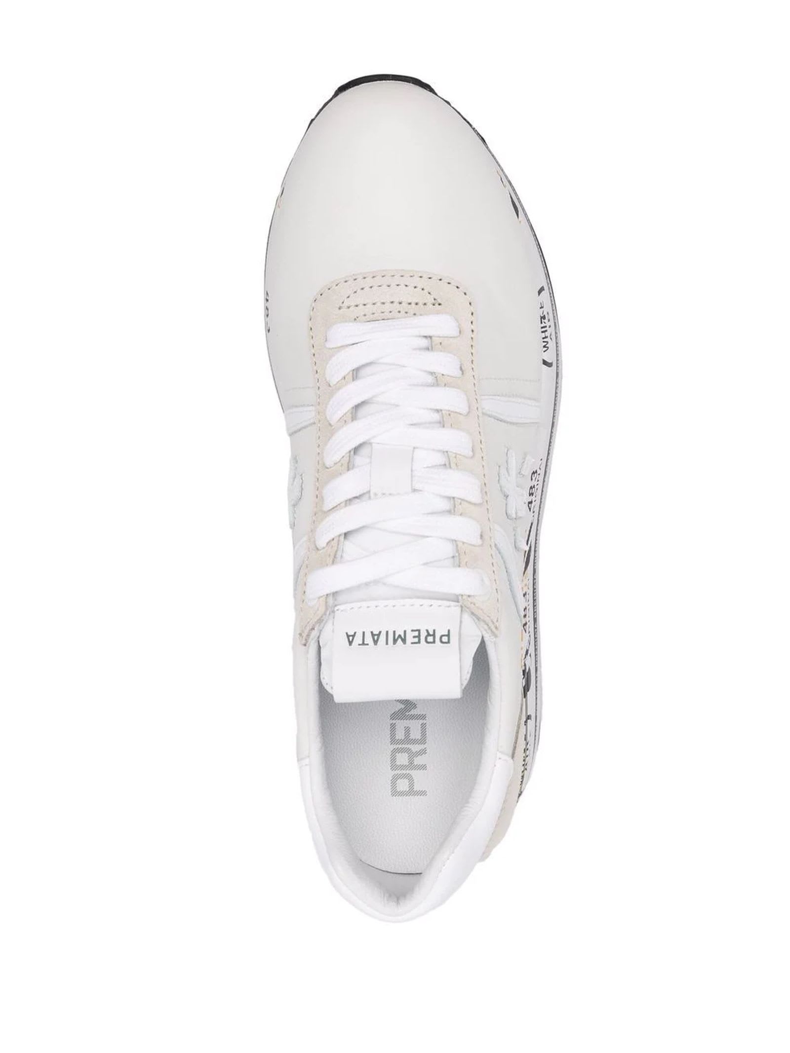 Shop Premiata White Leather Beth Sneakers