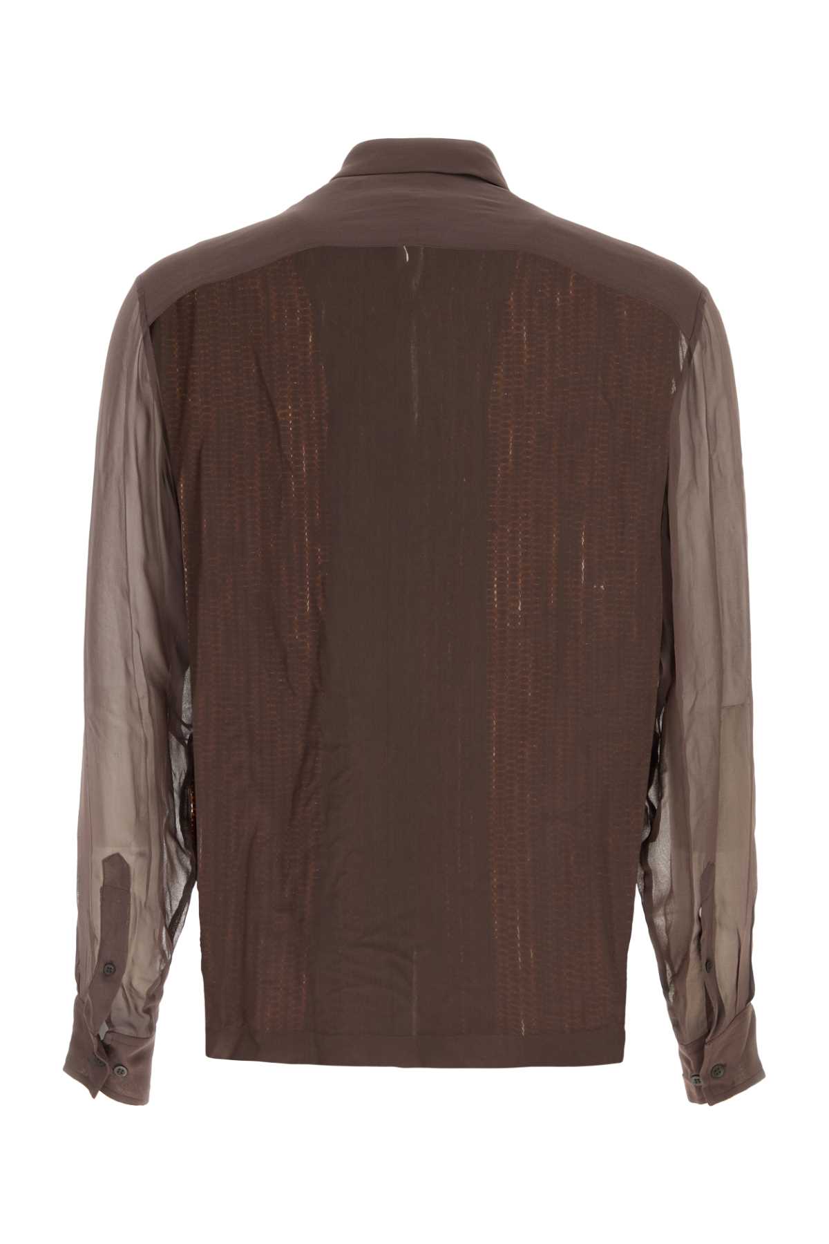 Shop Dries Van Noten Brown Crepe Shirt In Darkbrown