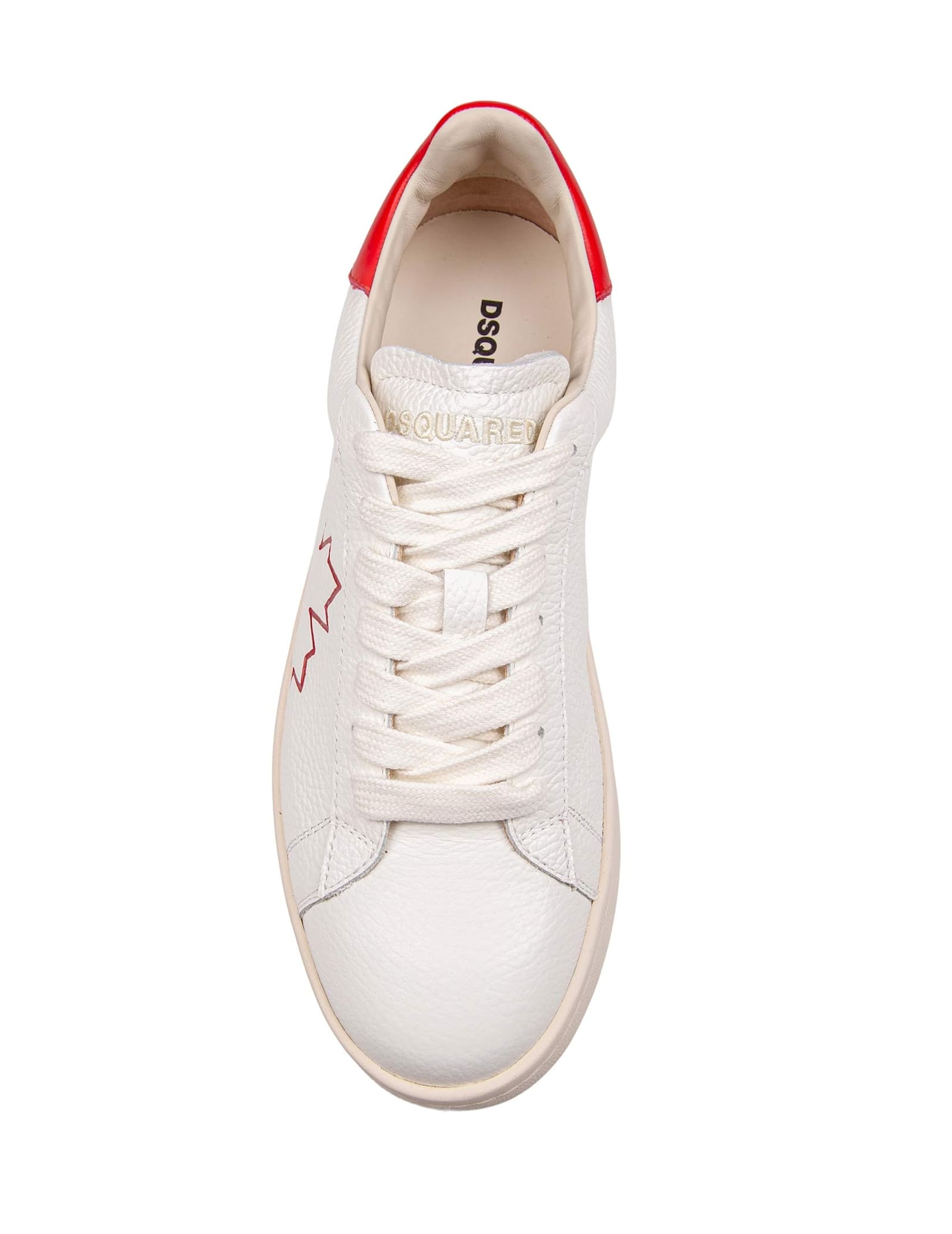 Dsquared2 Boxer Sneakers In Leather White And Red Color In White/red