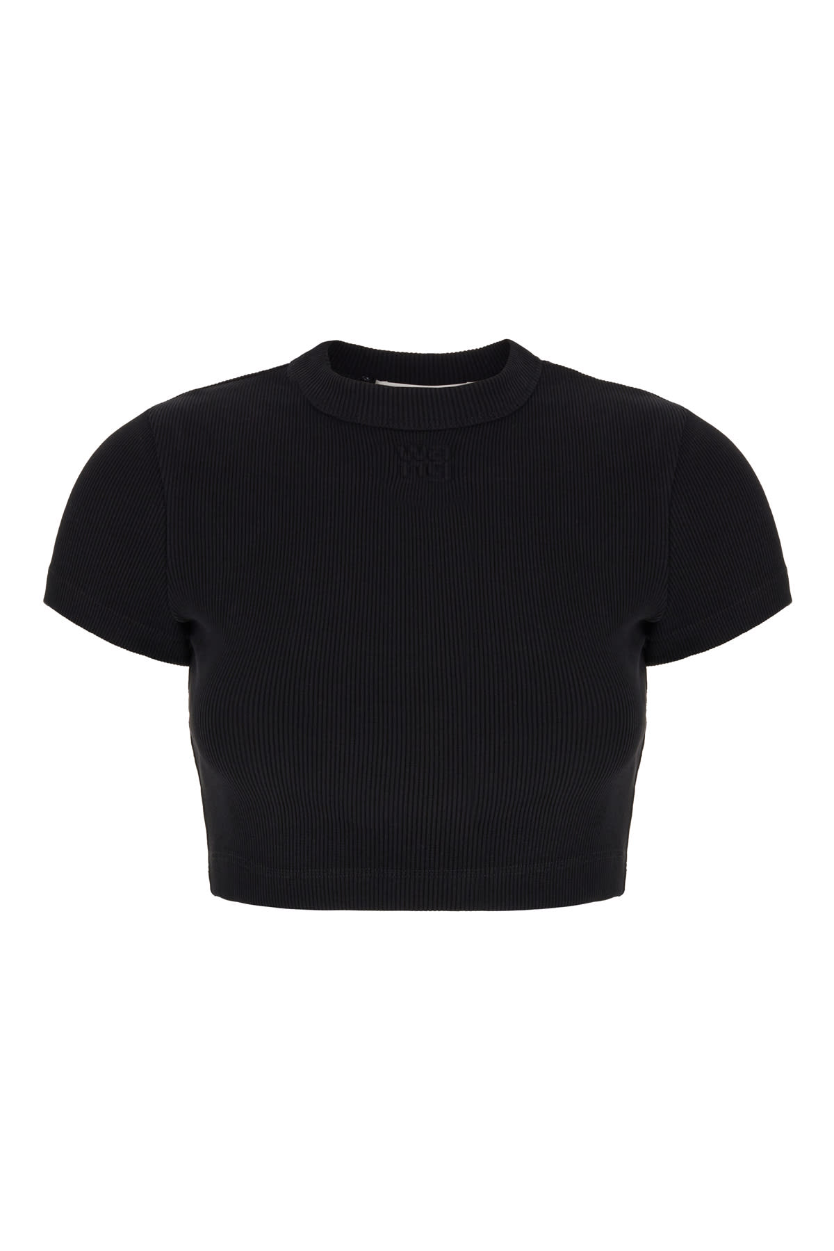 Alexander Wang T T By Alexander Wang Logo Embroidered Cropped Top In Black