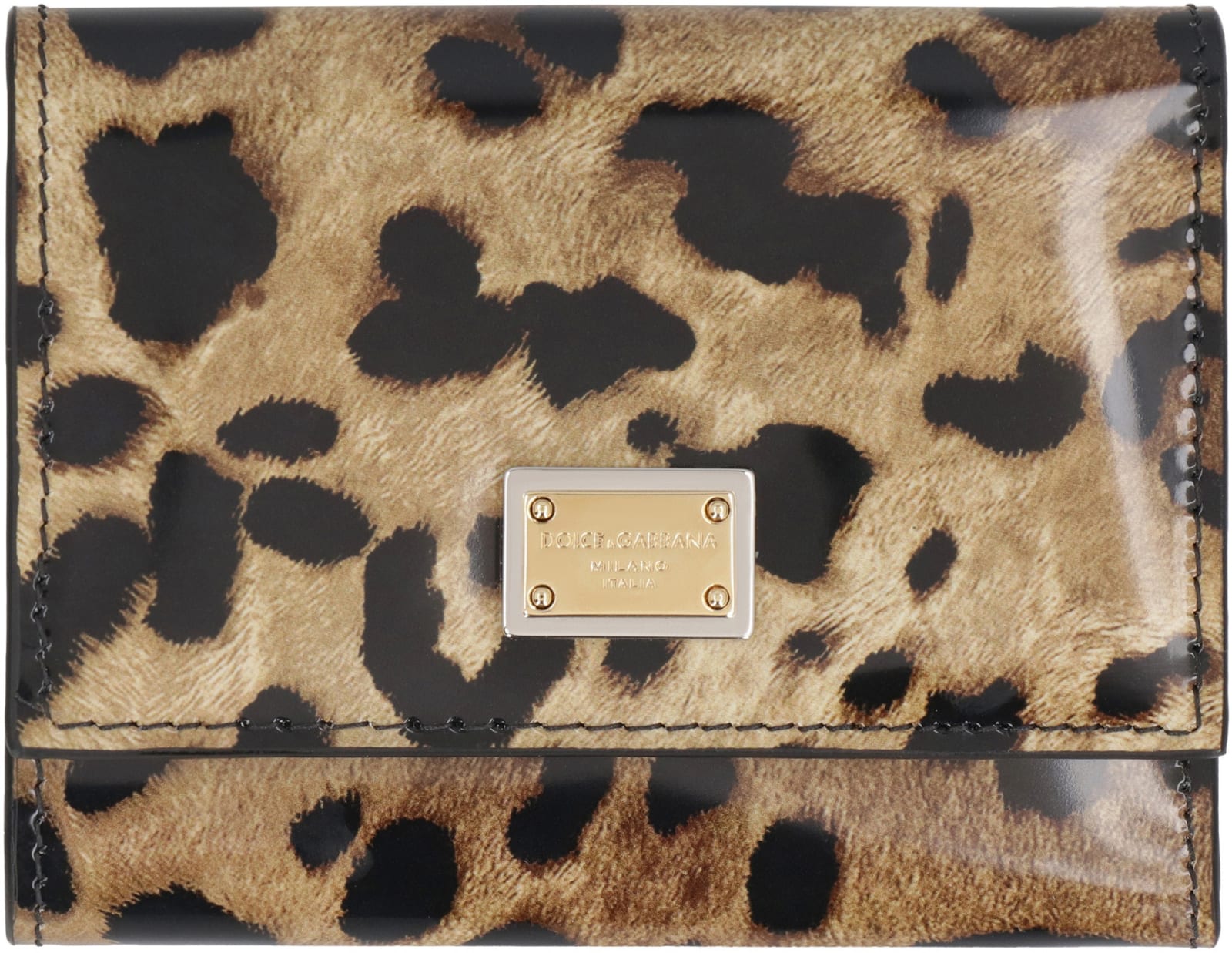 Shop Dolce & Gabbana Printed Leather Wallet In Beige