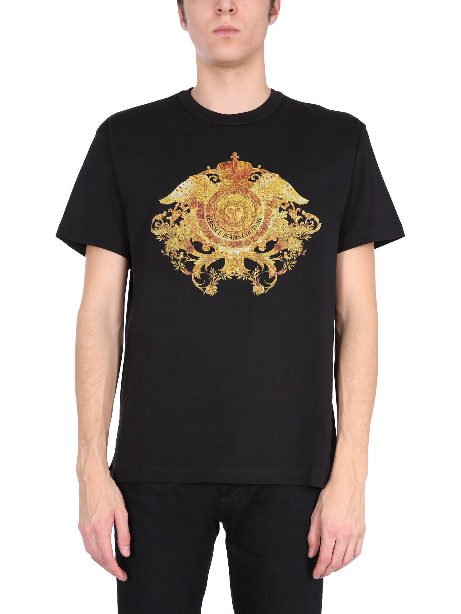 Versace Jeans Couture Printed T-shirt With Rhinestones