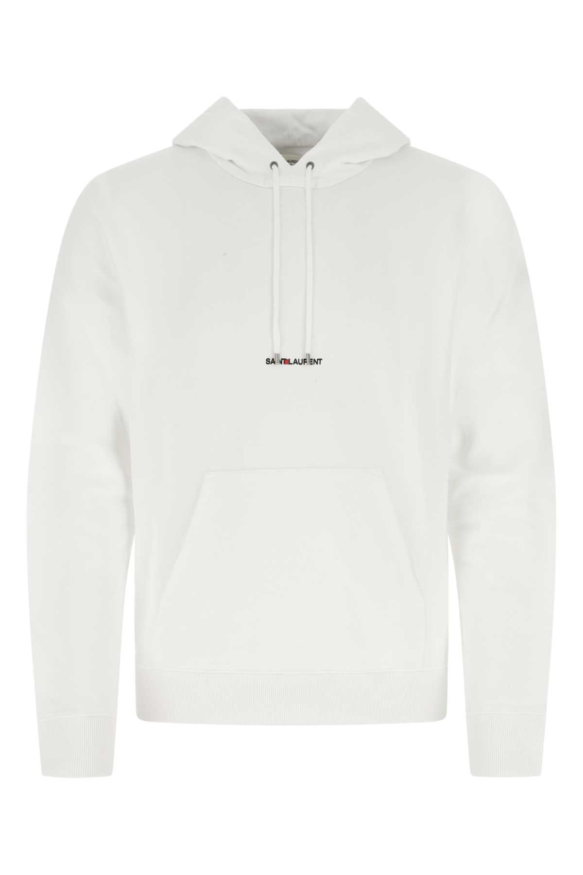 Shop Saint Laurent White Cotton Sweatshirt In 9000